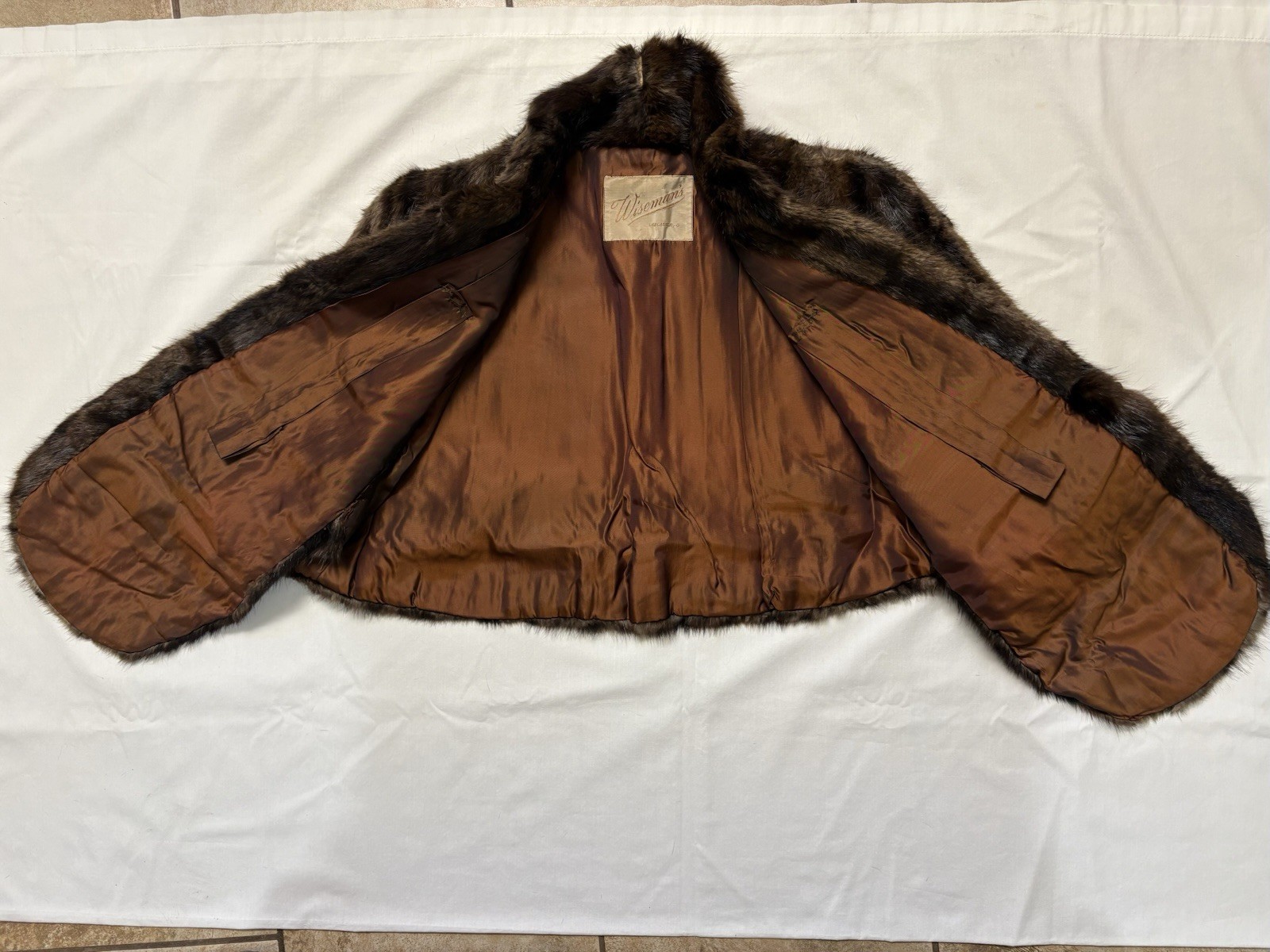 Vintage Mahogany/Black Striped Mink Caplet- Incredibly Beautiful Shiny Fur