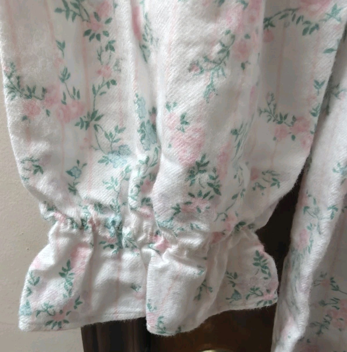 Vintage Carriage Court Robe/Nightgown Medium Ruffled Cottagecore Cotton Flannel
