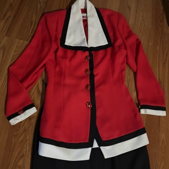 VTG 80’s Anthony Sicari Red 2- Piece Blazer Skirt Set Made in USA Retro Rare