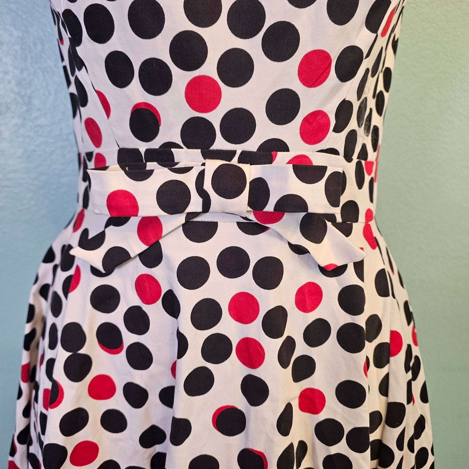 Tatyana Alika Polka Dot Fit Flare Dress XL Retro Rockabilly Pinup