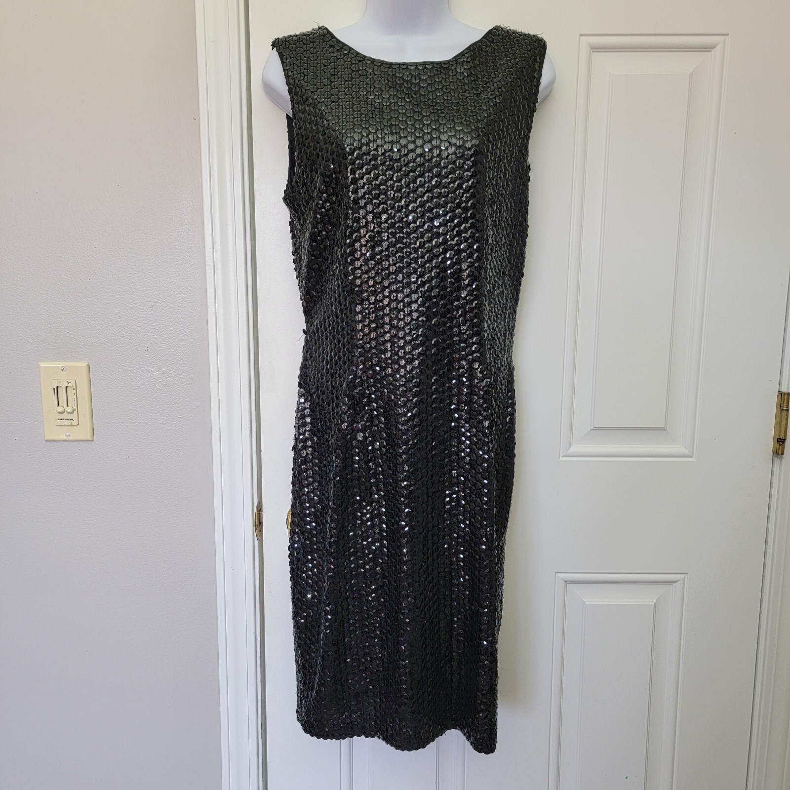 Vintage Black Tie By He Ro Industries Black All Over Sequin Cocktail Dress 10