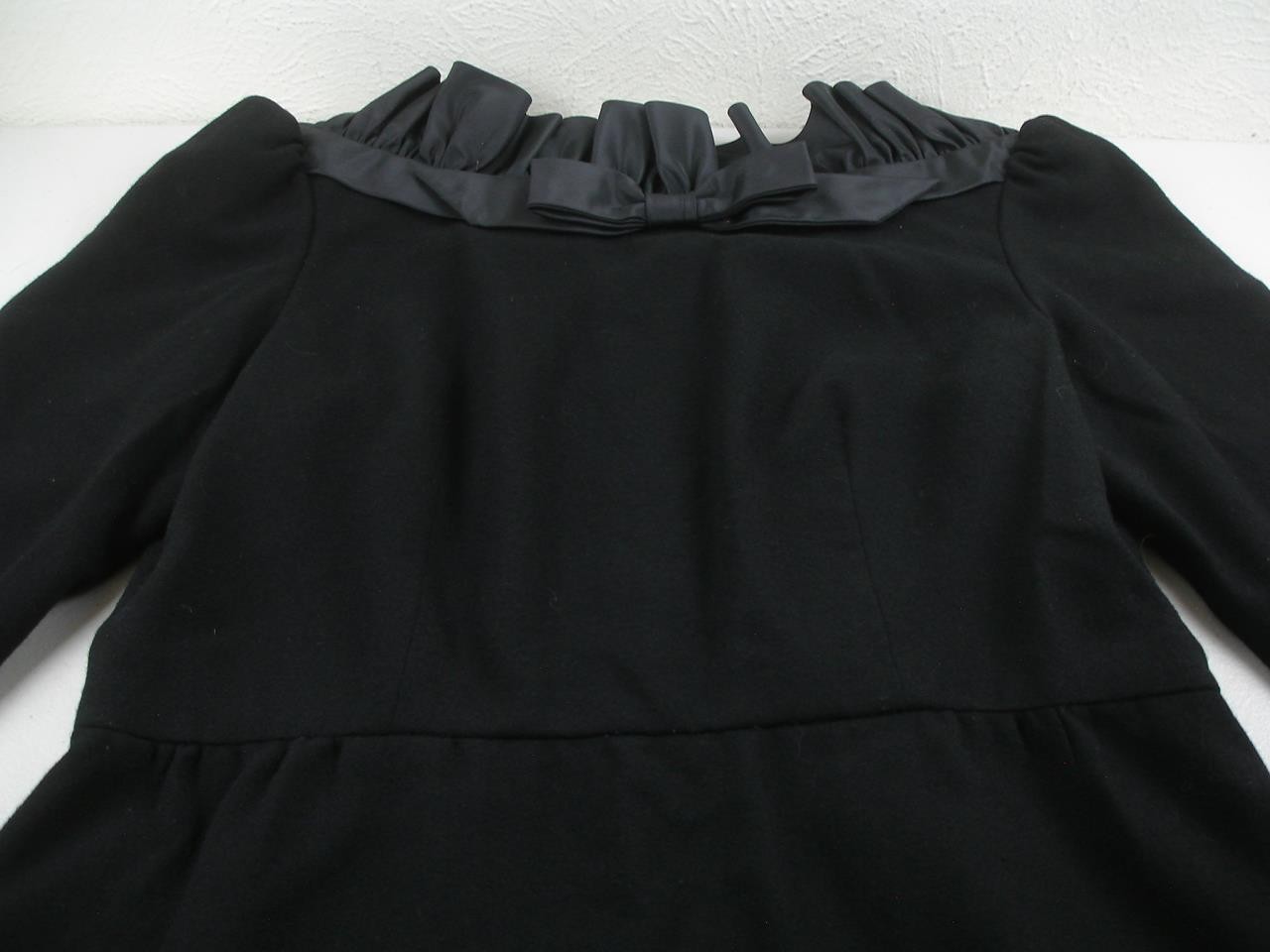 Women’s M POSH by Jay Anderson Vtg 1960’s Black Romantic Ruffle Bow Front Dress