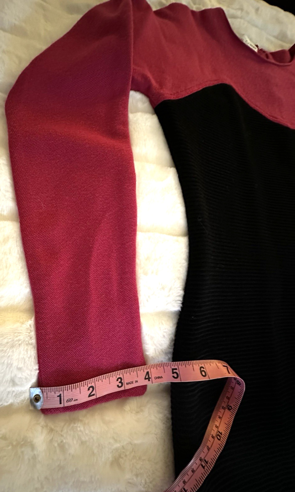 VINTAGE CASUAL CORNER 80/90s RARE FUCHSIA BLACK SWEATER WIGGLE LBD DRESS L