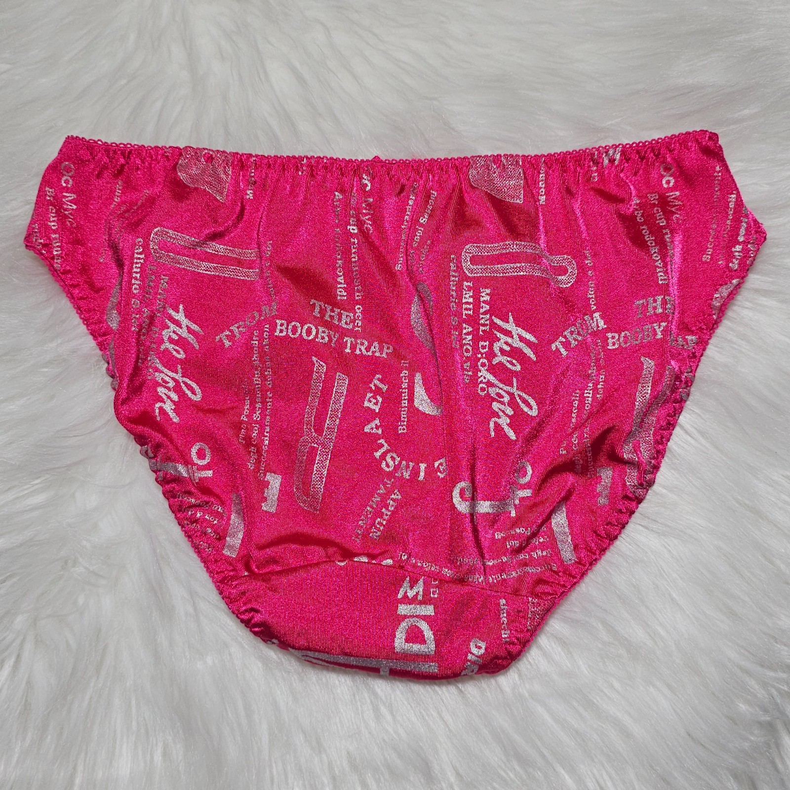 VTG Silky Panty Hot Pink Bikini Sissy Nylon Elastane Brief Size Small Hip 32-36″