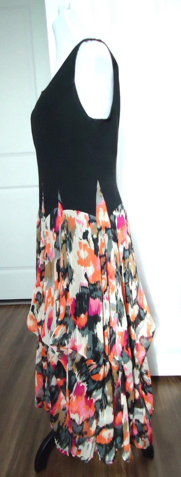 Vtg-90 The Pyramid Collection Sleeveless Cotton Dress Adjustable Skirt Style-M