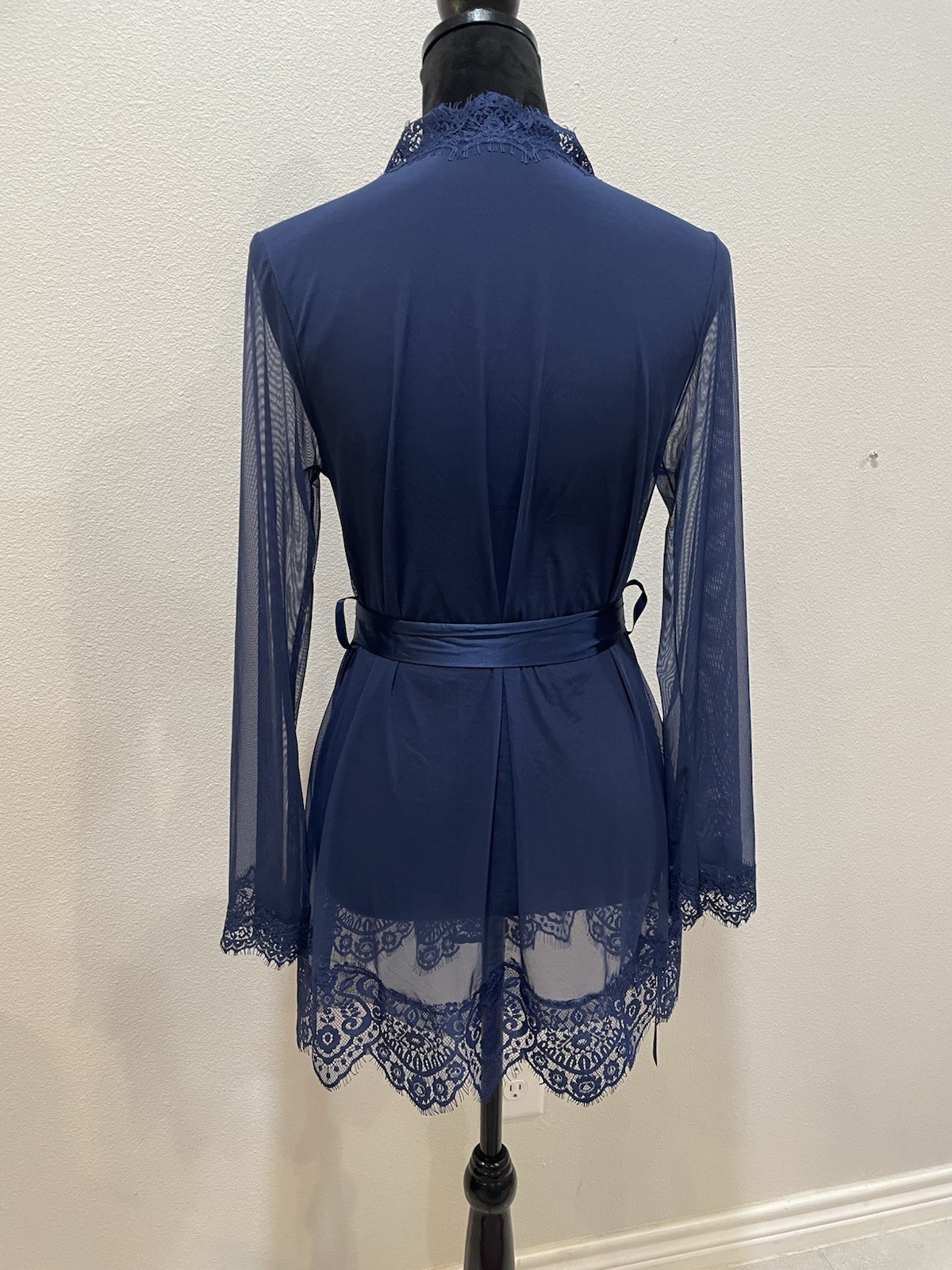 VTG Chiffon Nylon Satin Trim & Lace Sheer Nightie Robe