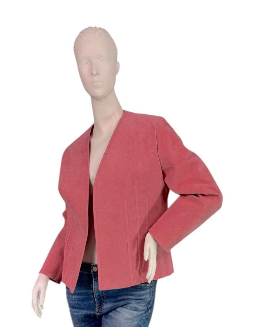 Vintage 70s Gino Rossi x Wilson Ultrasuede Pink Open Jacket Made in USA Size M