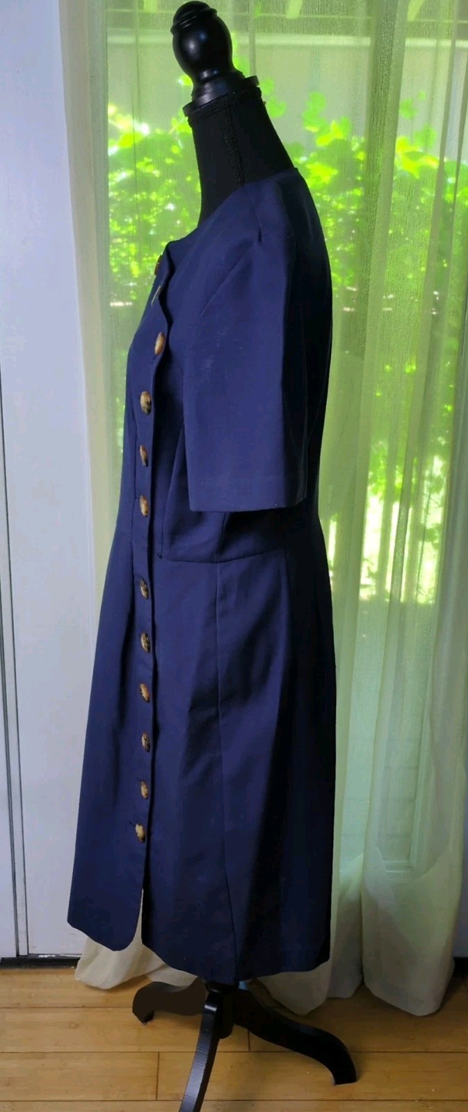 Vintage Willow Ridge Navy Blue Side Button Down Dress Woman’s 14