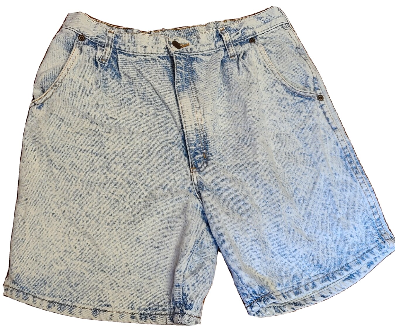 Bristol Blue Acid Washed Denim Shorts Size 33 (32W) High Waisted Mom USA Vintage