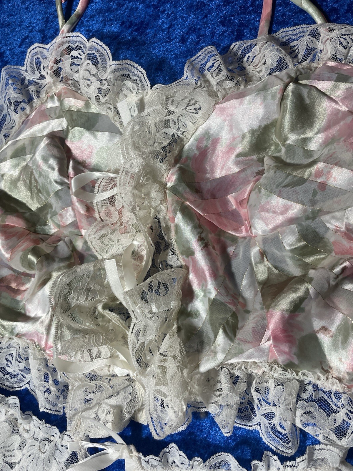 Vintage Jessica Intimates Lingerie Set Frilly Lace Camisole Panties Mesh Sissy
