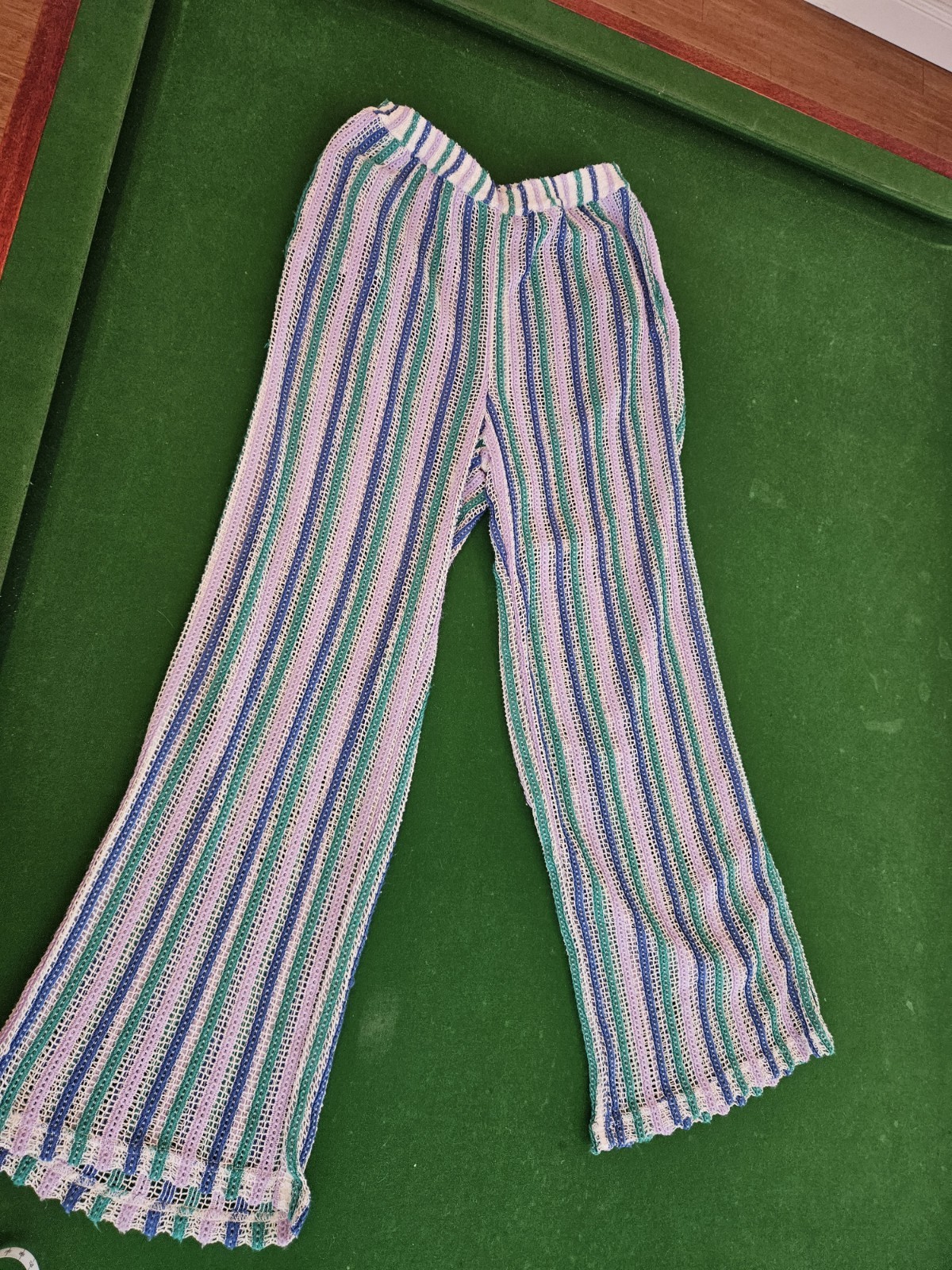 Vintage Inspired 70s Net Cotton Hippie Outfit Shirt Top Pants Flare Size XS-S-M