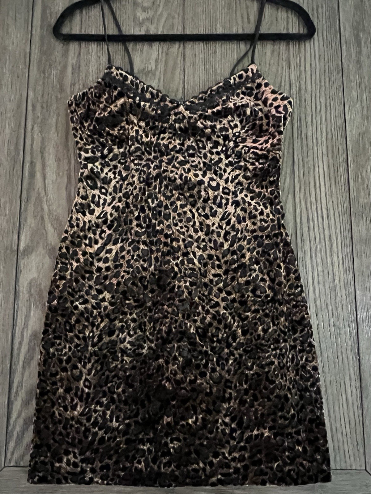 Y2K Vintage NWOT Rare 90s Mob Wife Cheetah Print Lace Fran Fine Mini Dress Sz 6