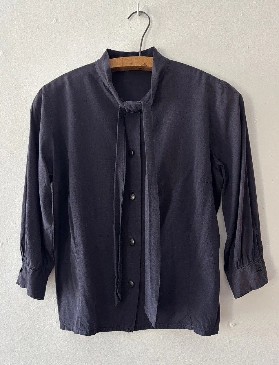 Vintage 1950s Softest Cotton Gabardine Button Down Secretary Blouse