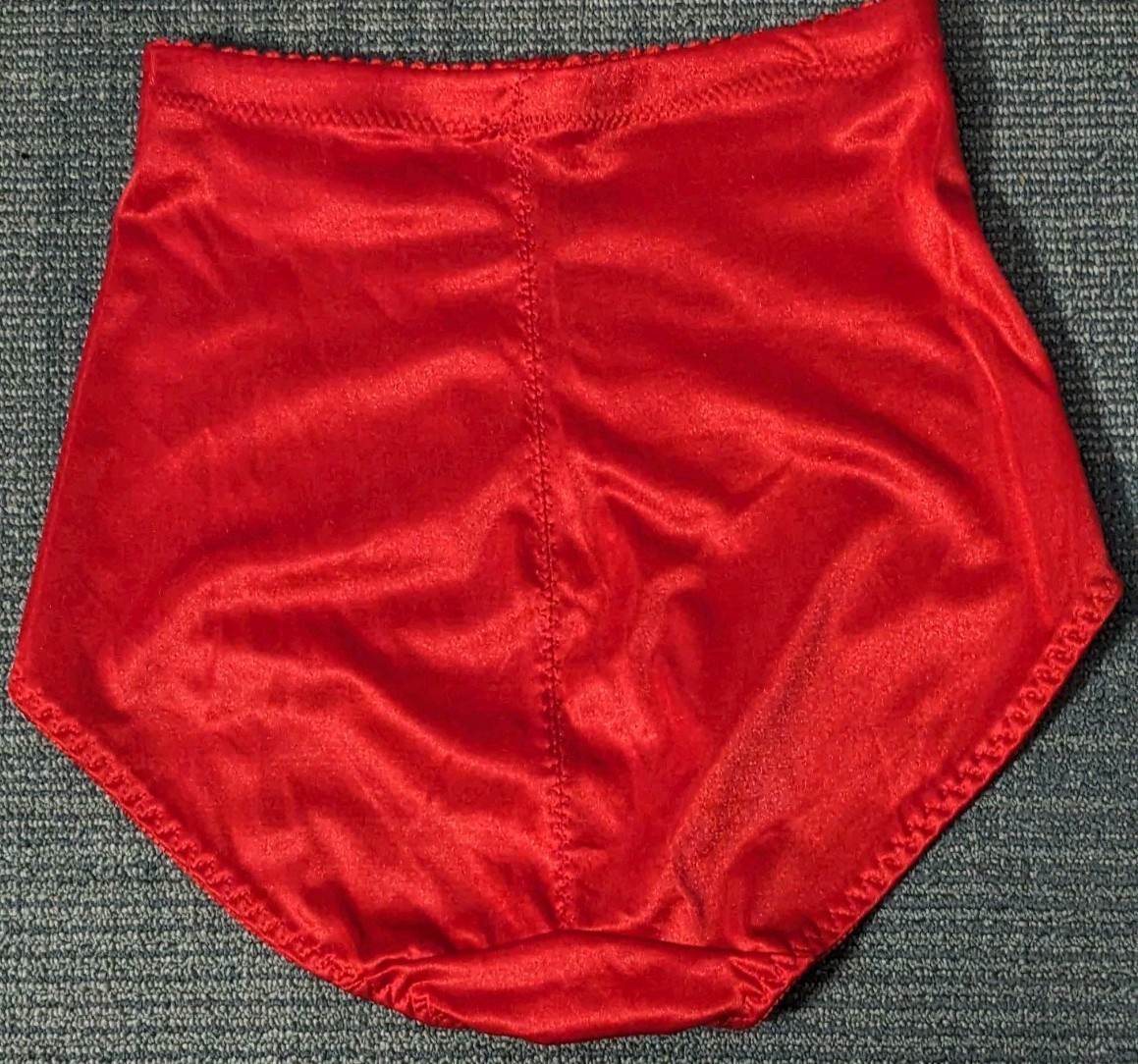 NWT Vtg Large Red Brief Panties Shiny High Cut Shaping Panty Donna Loren Brocade