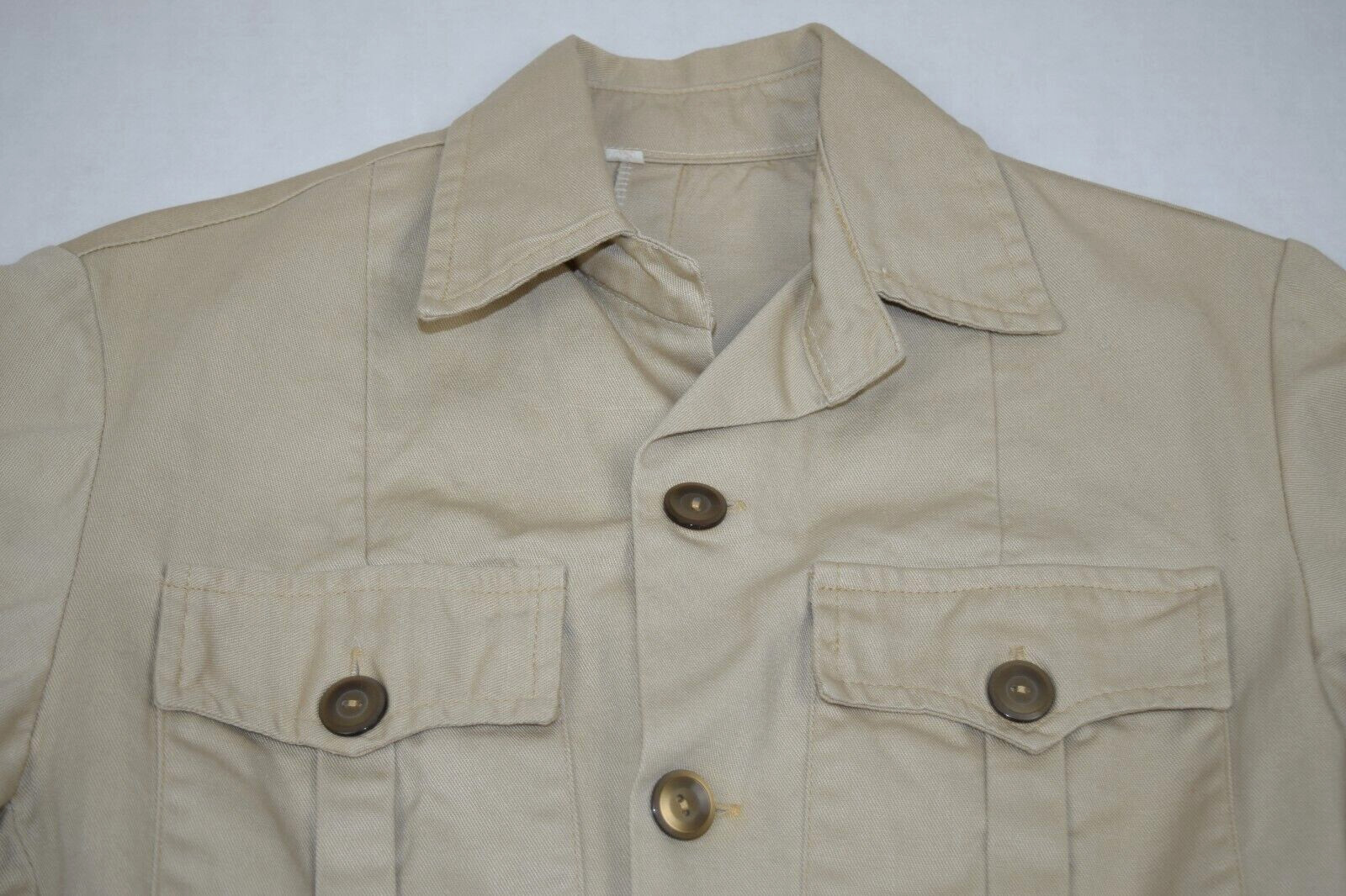Vintag Safari Shirt Jacket Size XS/S 50s 60s Khaki 4 Pocket Belted Shirt Jacket