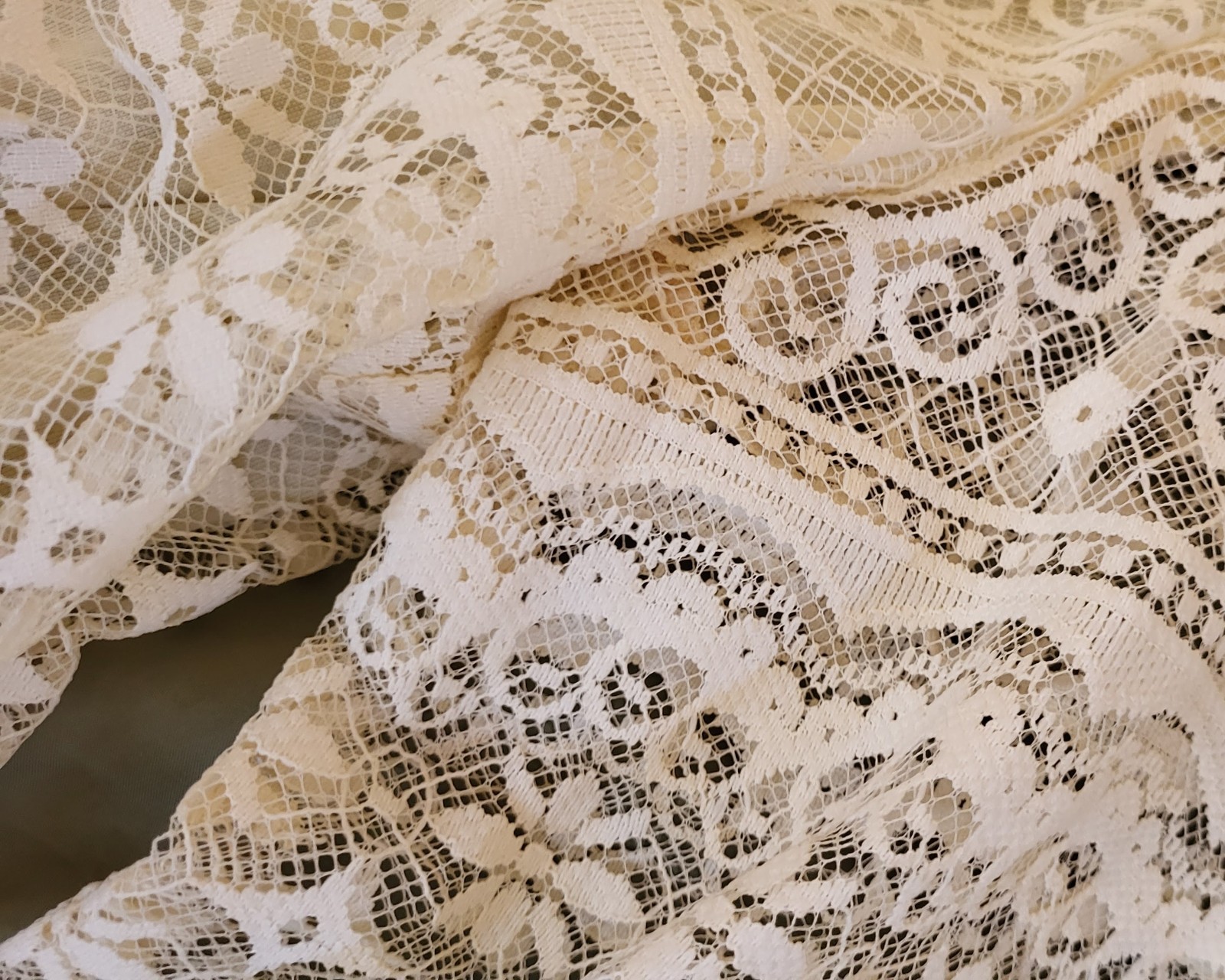 Vtg 70s 80s Lace Boho Wedding Dress Long Sleeve ILGWU Union Made 1920s Revival M
