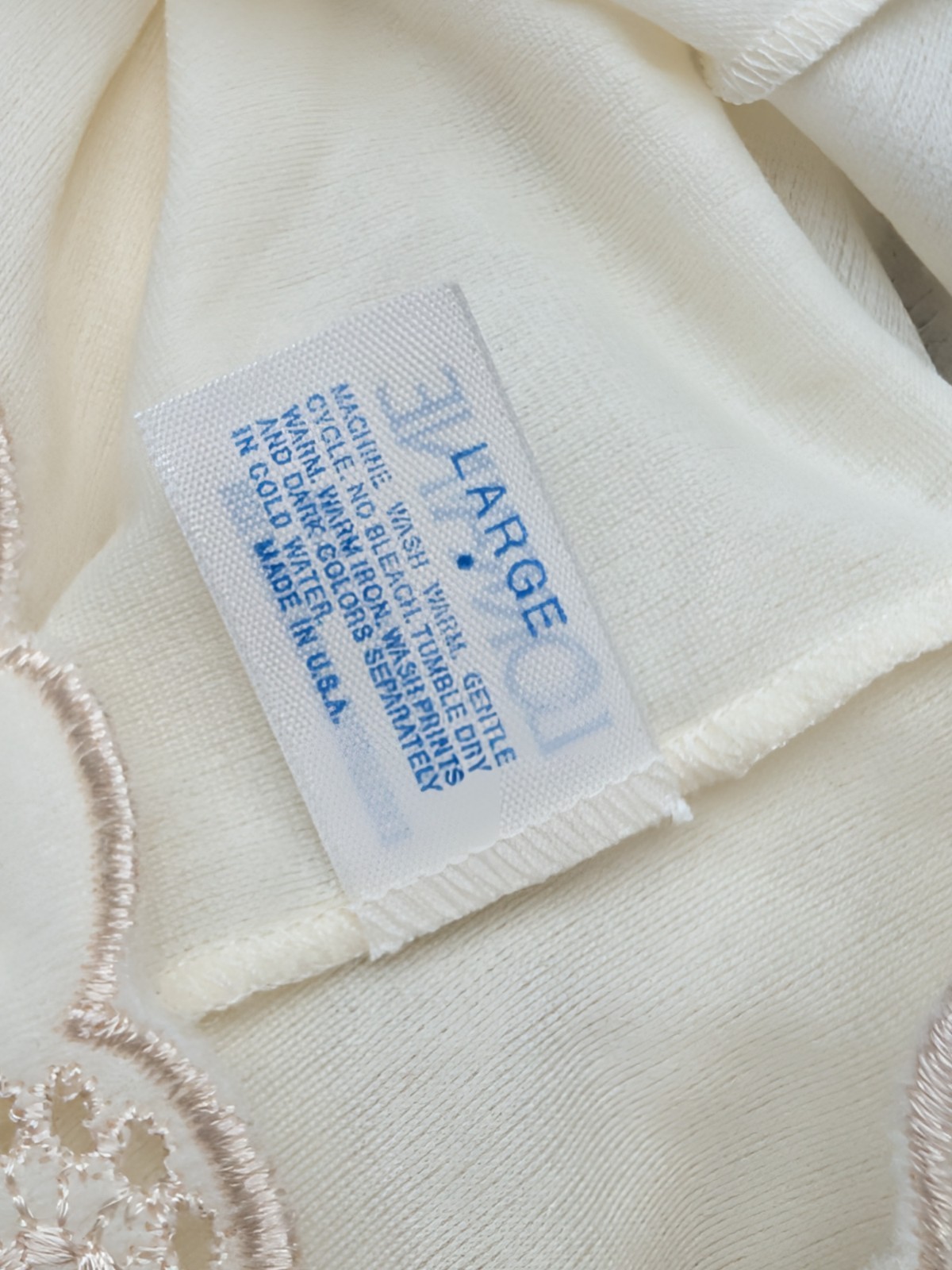 Vintage Lorraine Nightgown Cream Soft Flannel Embroidered Granny Core Grandma L