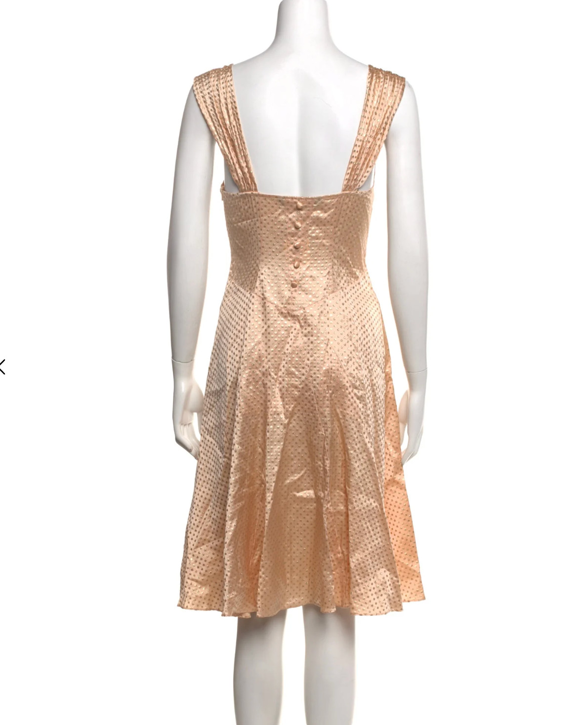 Vintage Marc Jacobs Silk Knee-Length Dress, Blush/Champagne w Gold Dots, Size 10