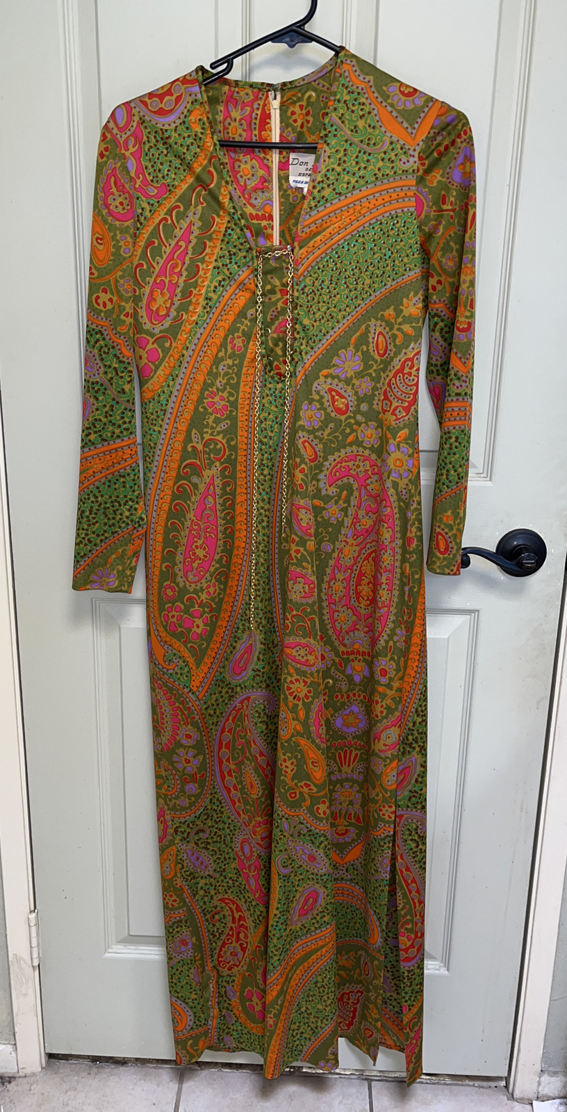 Don Luis De España Mod 60s / 70s Vtg Multicolored Floral Paisley Maxi Dress 8