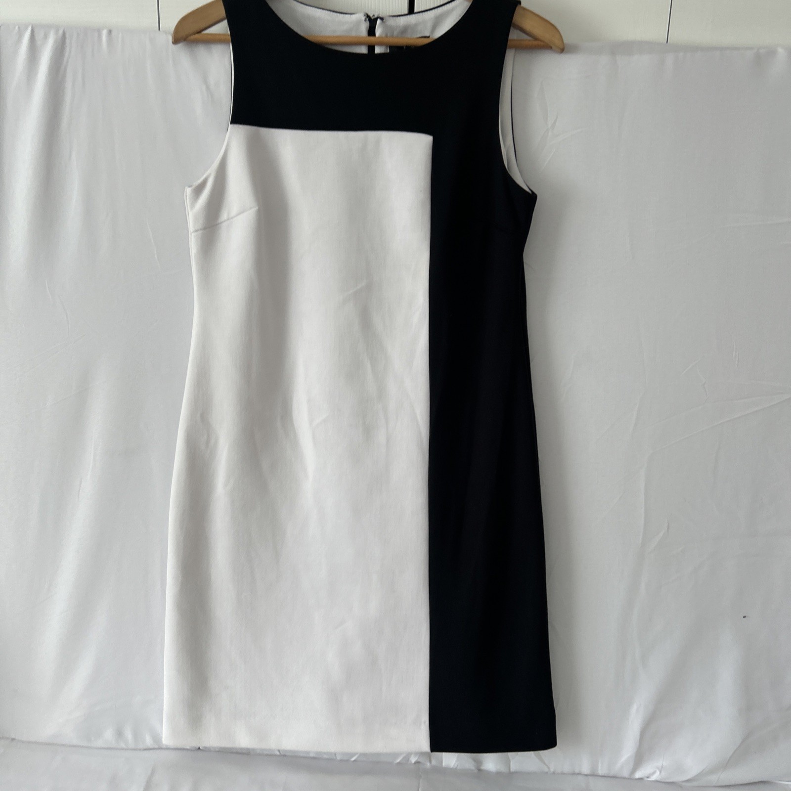 Vintage Premise Black&White Sleeveless Pencil Dress Size-8 Modern Office Vixen