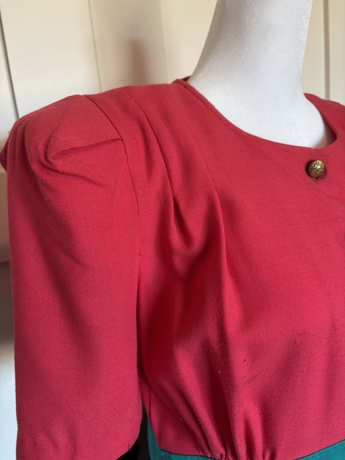 Vintage Leslie Fay Women’s Dress Size 10 Short Sleeve Multi Colored Button Frf