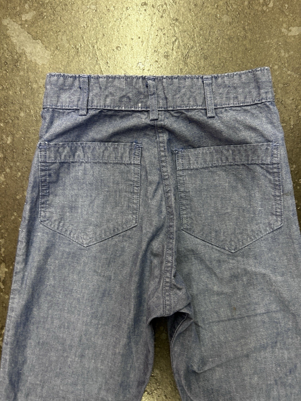 Vintage 70s US Navy Seafarer Bell Bottom Denim Dungarees High Rise 24×28