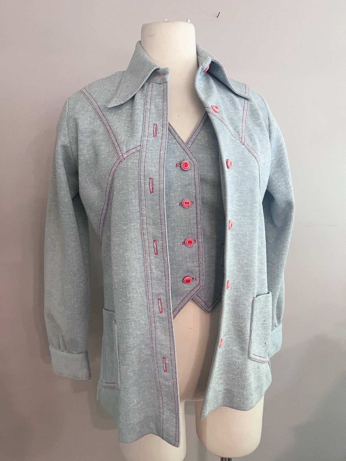 1970s Vintage Douglas Marc Two piece set button down matching vest