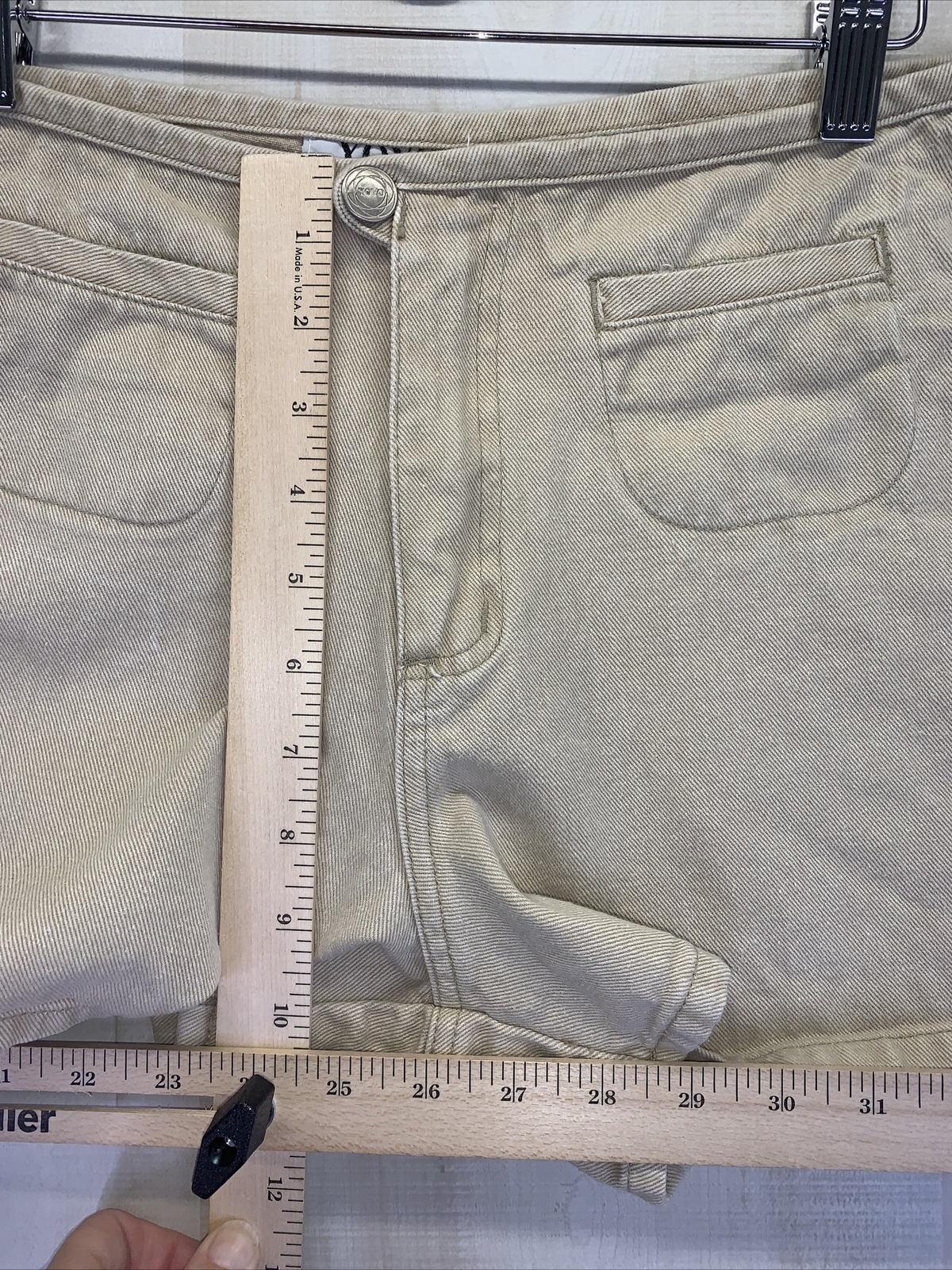 Vintage YoYo Jeans Tan Canvas Womens/Teens Cotton Hi Rise Shorts Size 3-7934