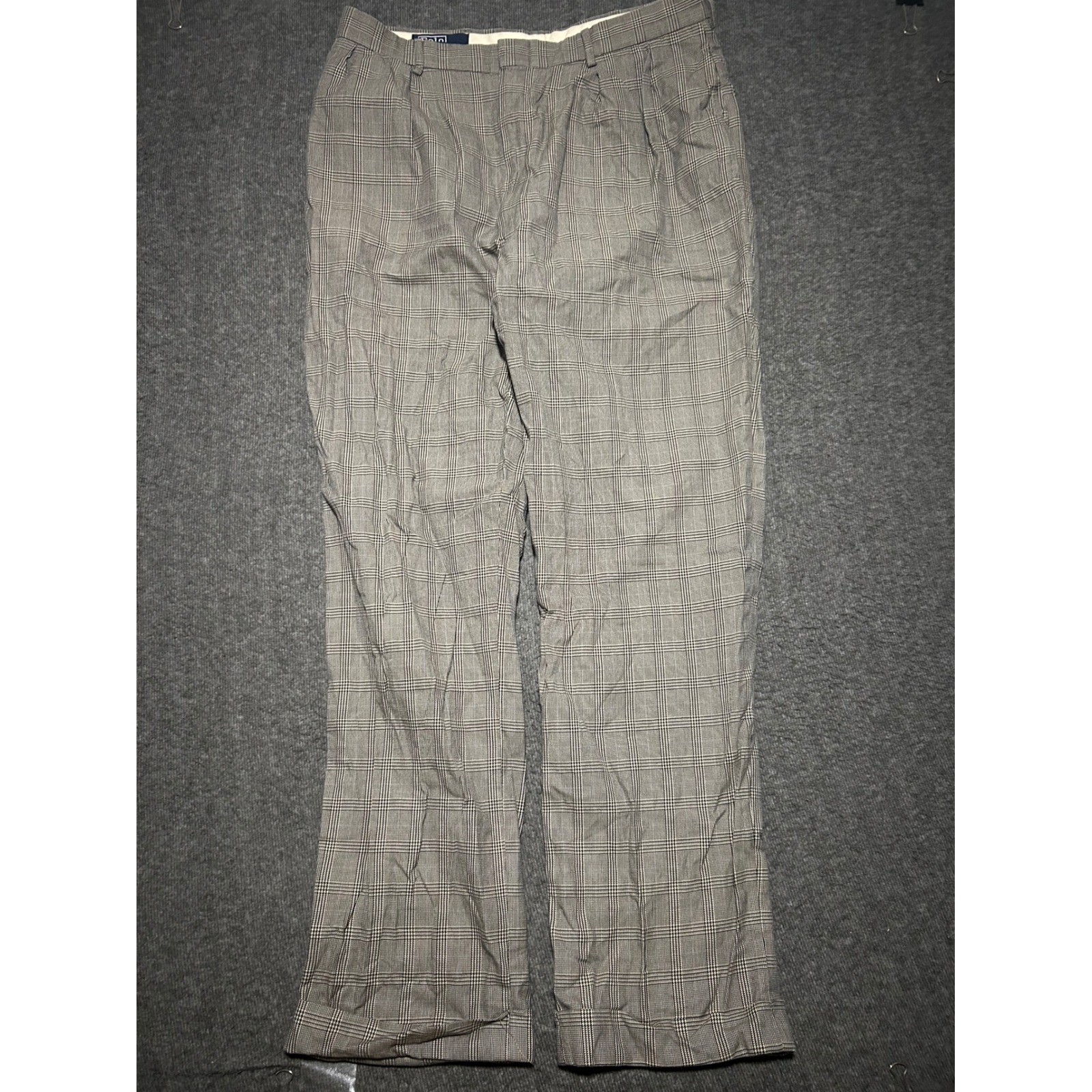 Polo ralph lauren vintage houndstooth plaid cuffed cotton fit 33X31 (tag 34X32