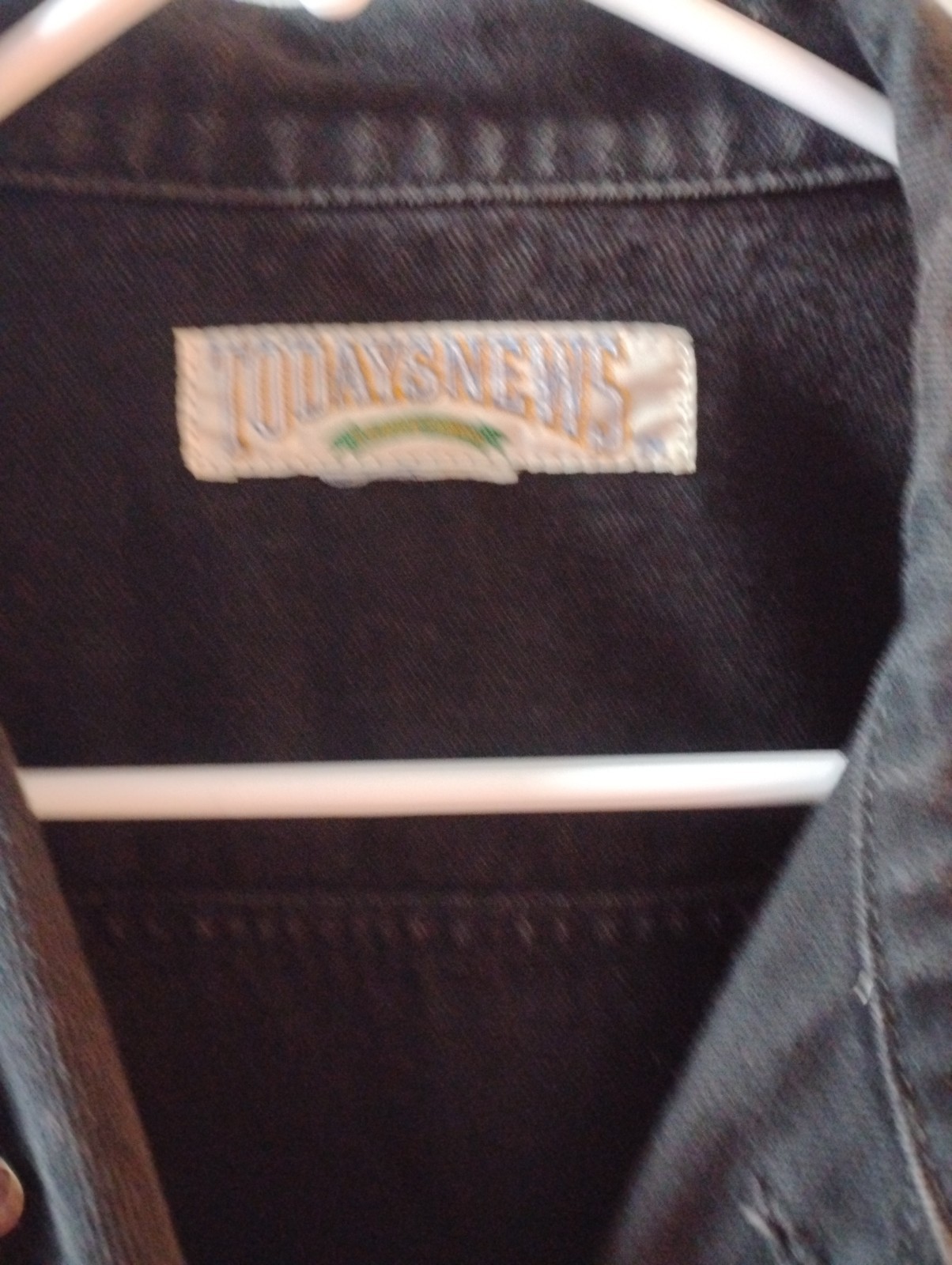 Vintage 80s Todays News Black Denim Jacket Embroidered Floral Rhinestone Concho