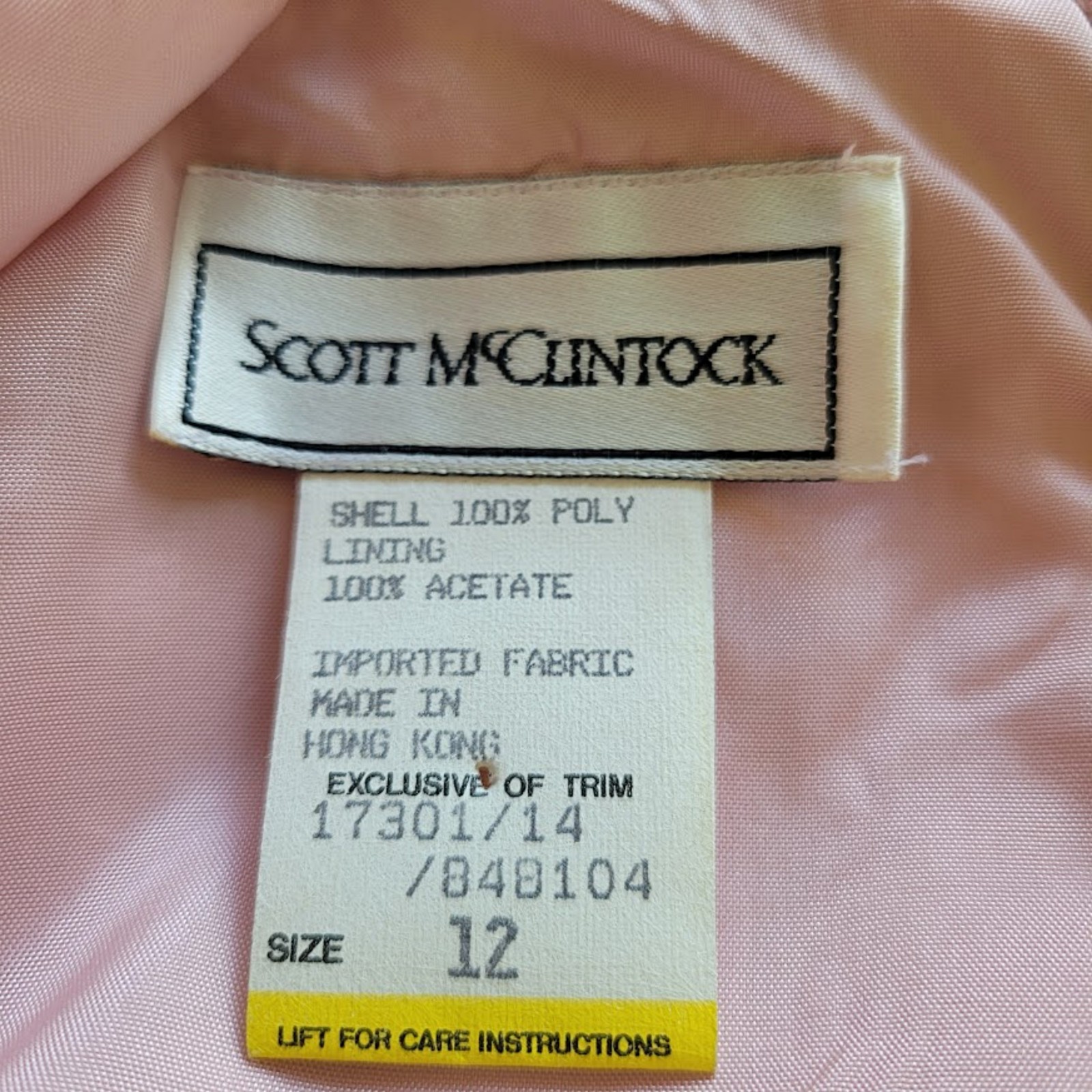 Vintage 80s Scott McClintock Pink Formal Dress 12 Gown Wedding Jacquard Peplum