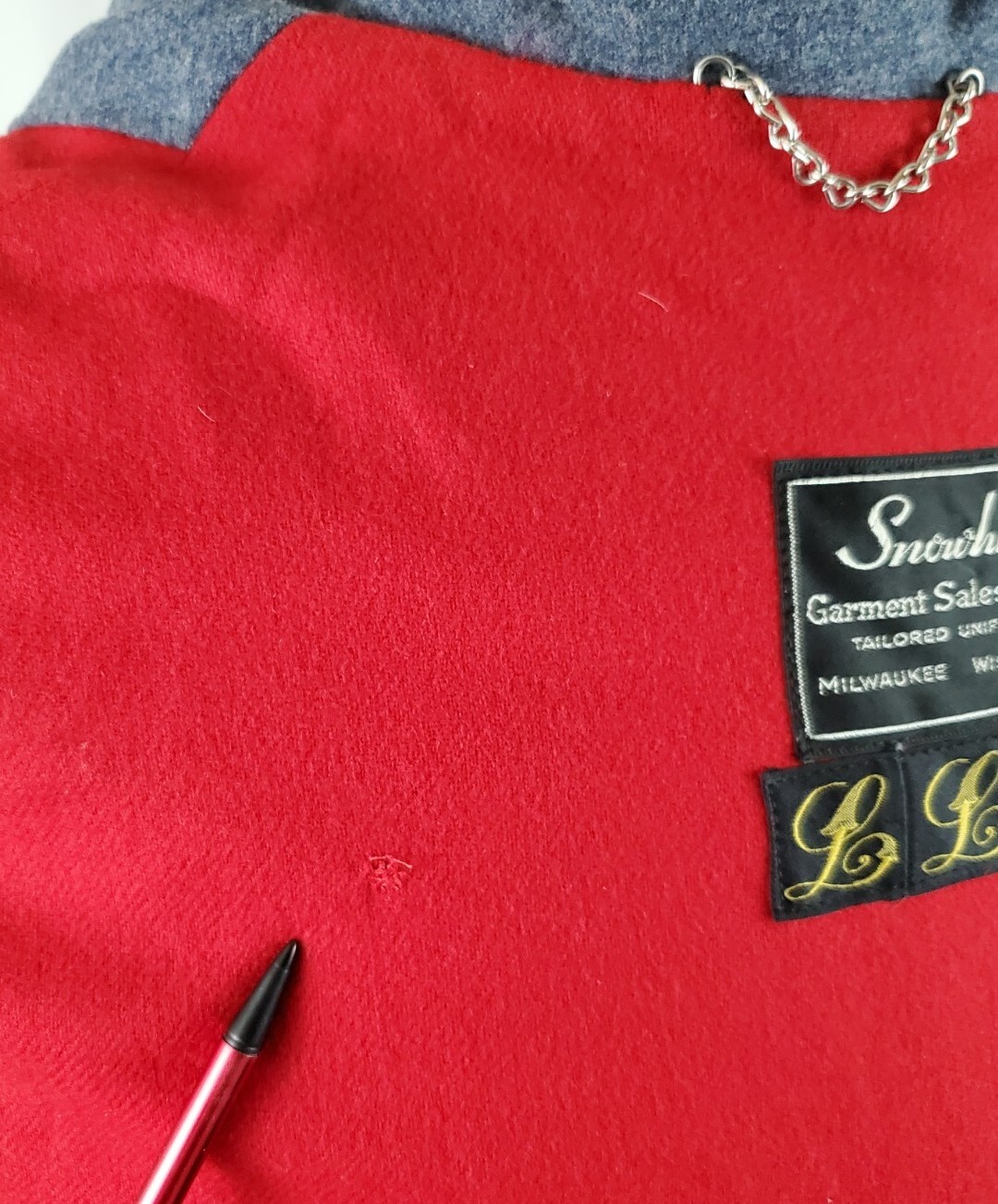 Vintage Snowhite Garment Sales Blue Red Lined Heavy Wool Nurse Cape Cloak, EUC