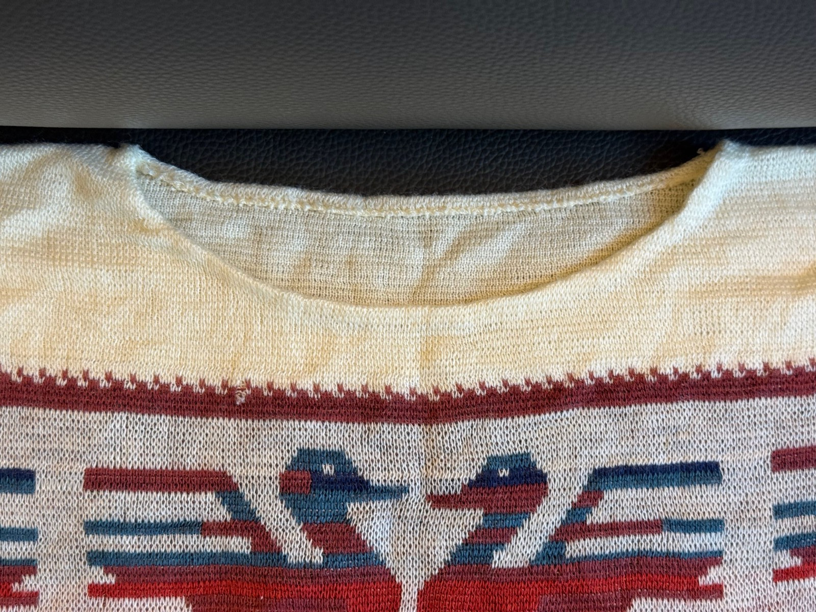 Mid Century Women’s Sweater – Peruvian Inspired Design – Red/Blue/White