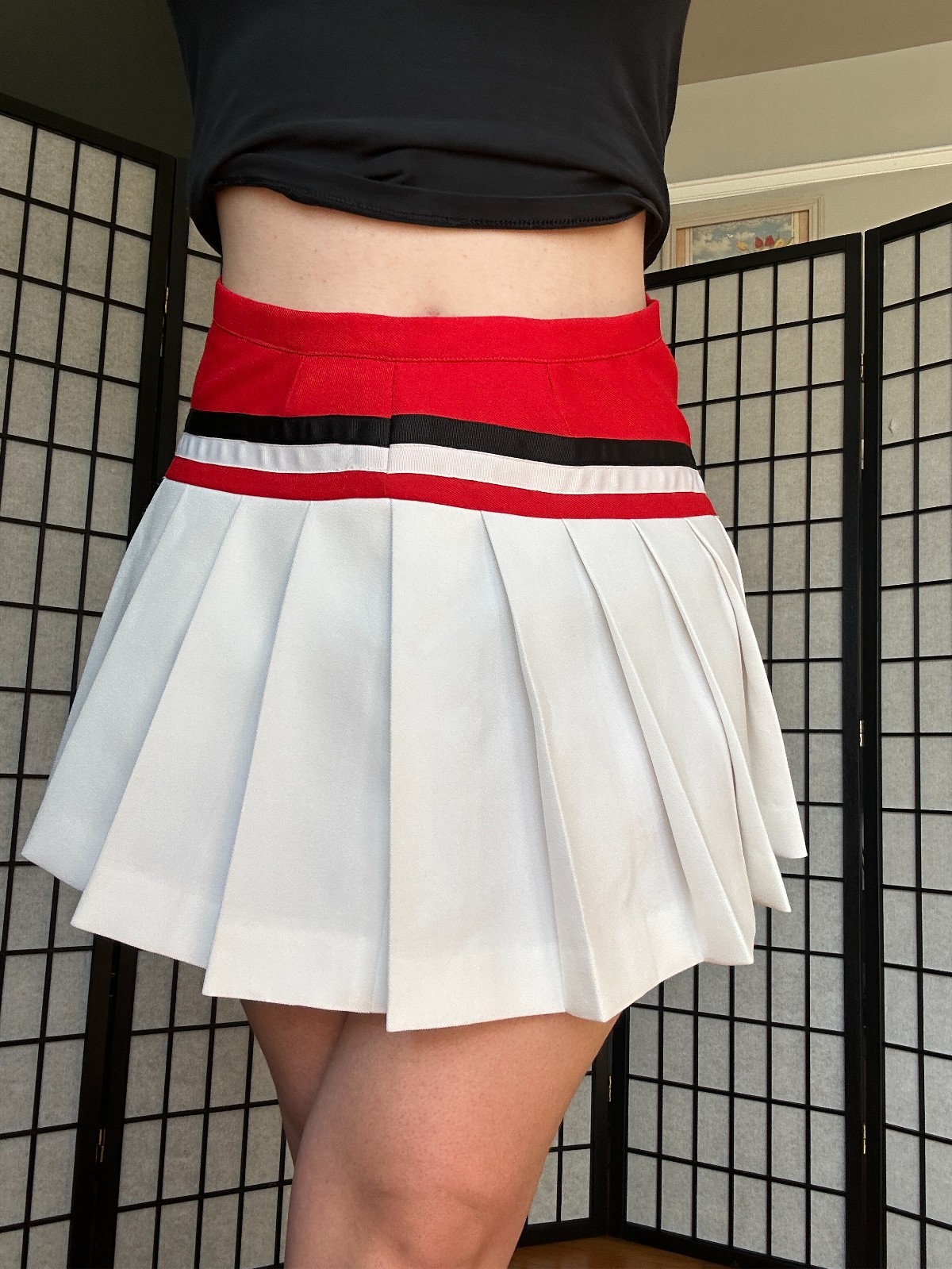 60s Mini Tennis Skirt (S) small white red vintage cheer womens preppy retro cute