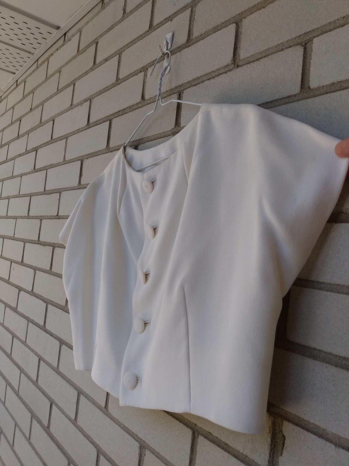 Vintage 60s Ivory Bolero Dress Jacket 42″B Rockabilly Formal Crepe Chiffon