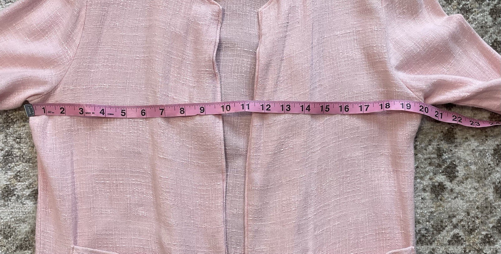 Vintage 80’s 90’s Kaki Roberts Blush Pink Linen Mix Blazer Jacket Open Front 16