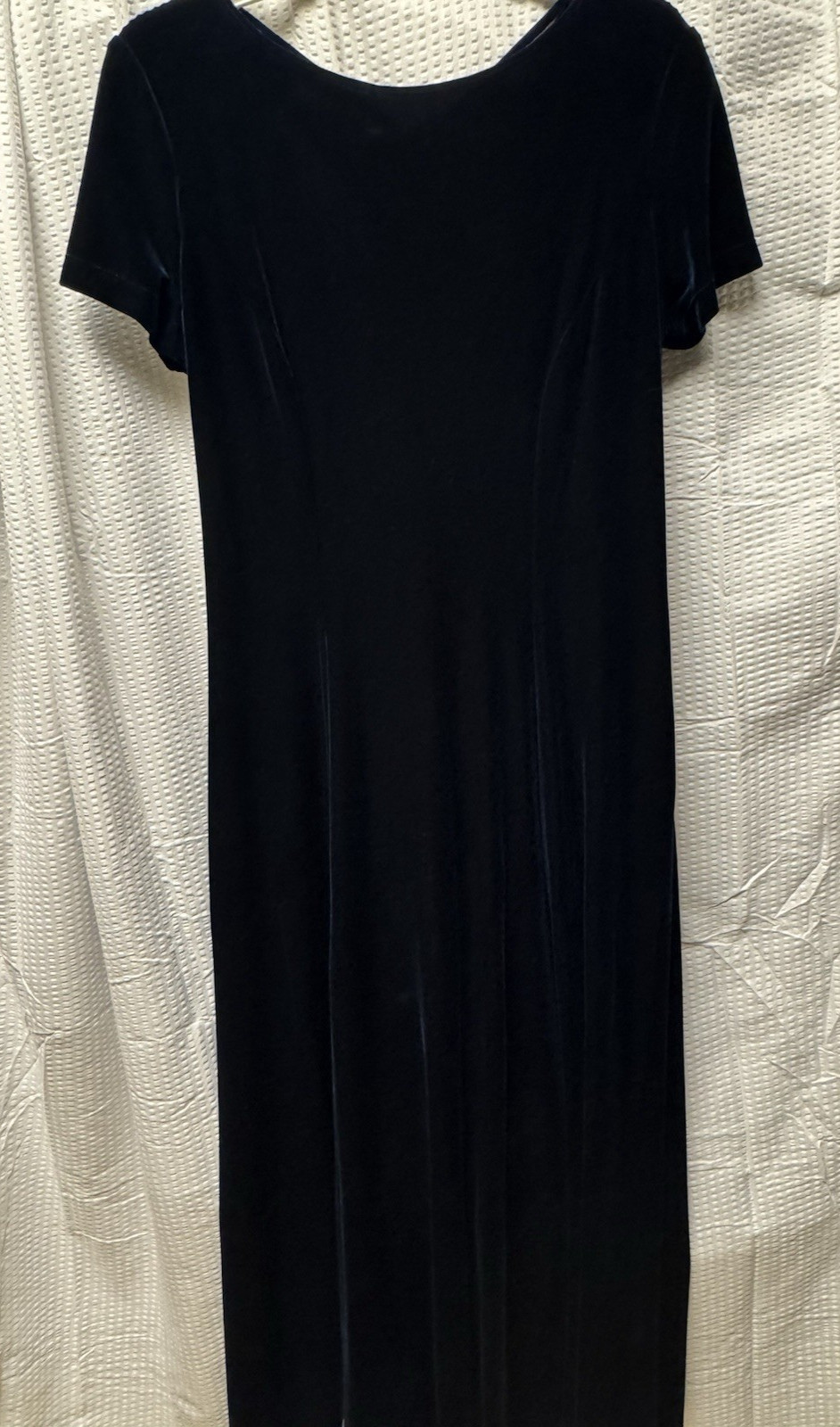 Vintage Caren Desiree Co. Deep Navy Blue Velvet Maxi Dress Size 10 Fitted Flair