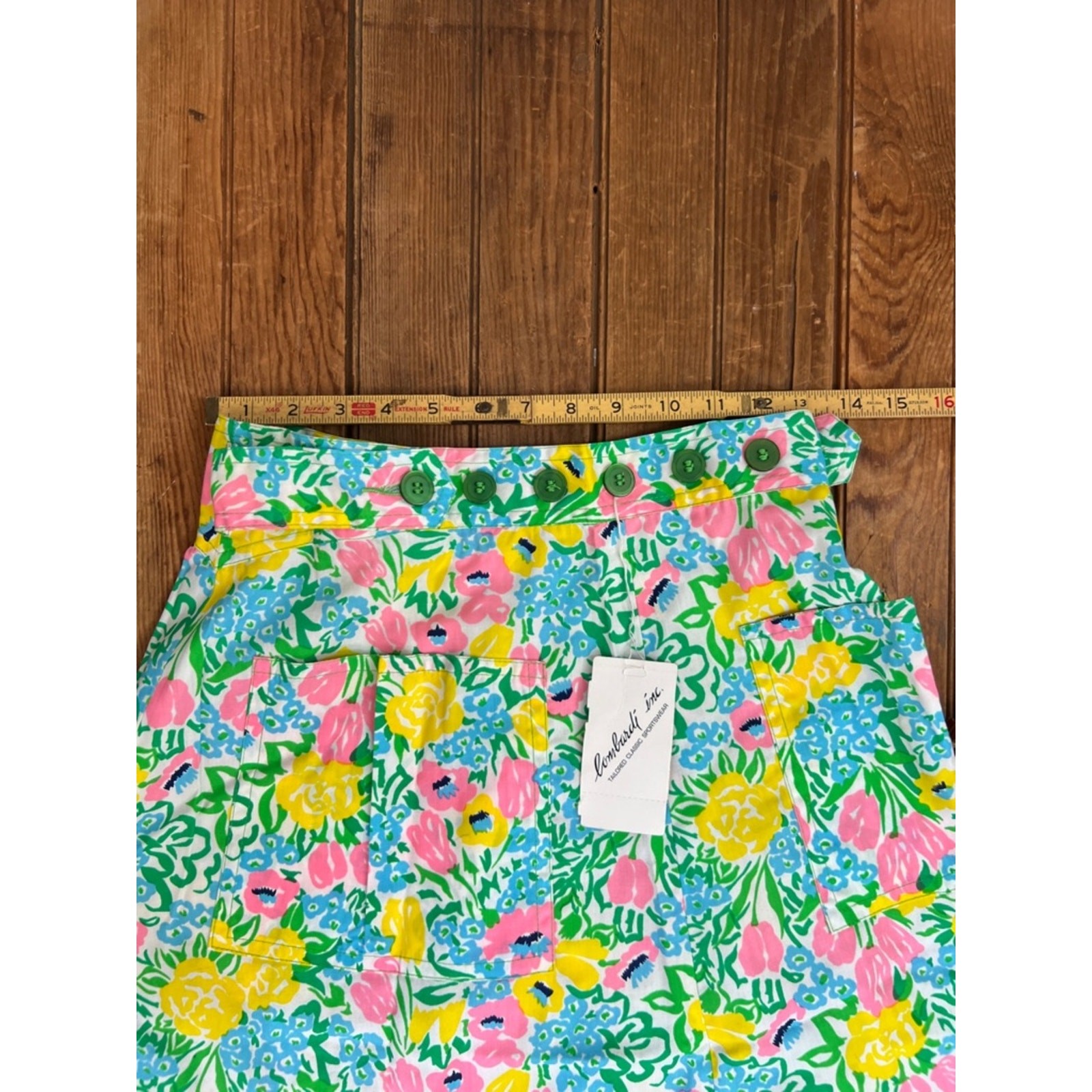 Vintage 1970s skirt by Lombardi floral wrap bright colored size small NWT New