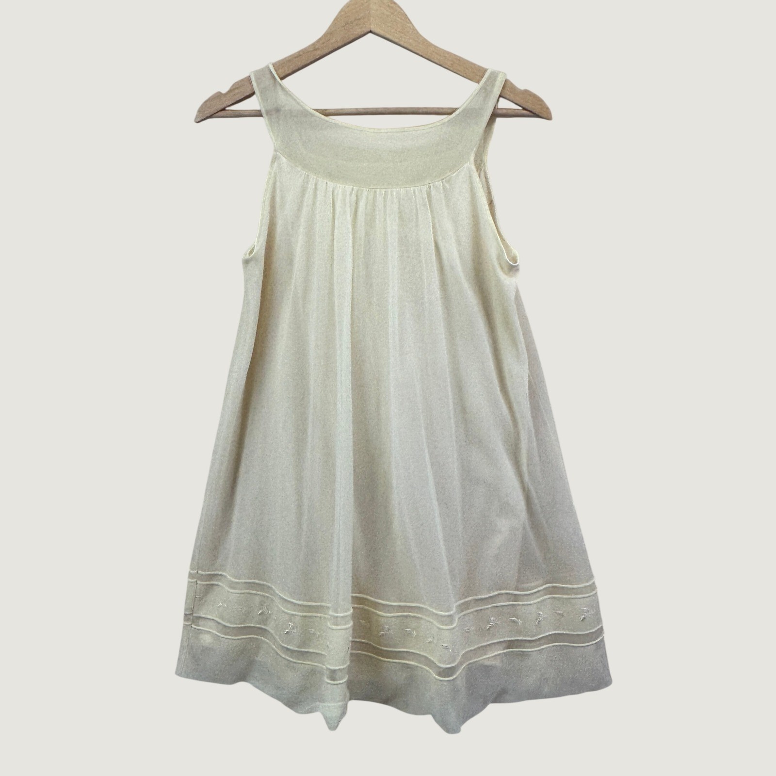 Vintage Sheer Embroidered Babydoll Nightgown Cream Cottagecore Coquette Lingerie