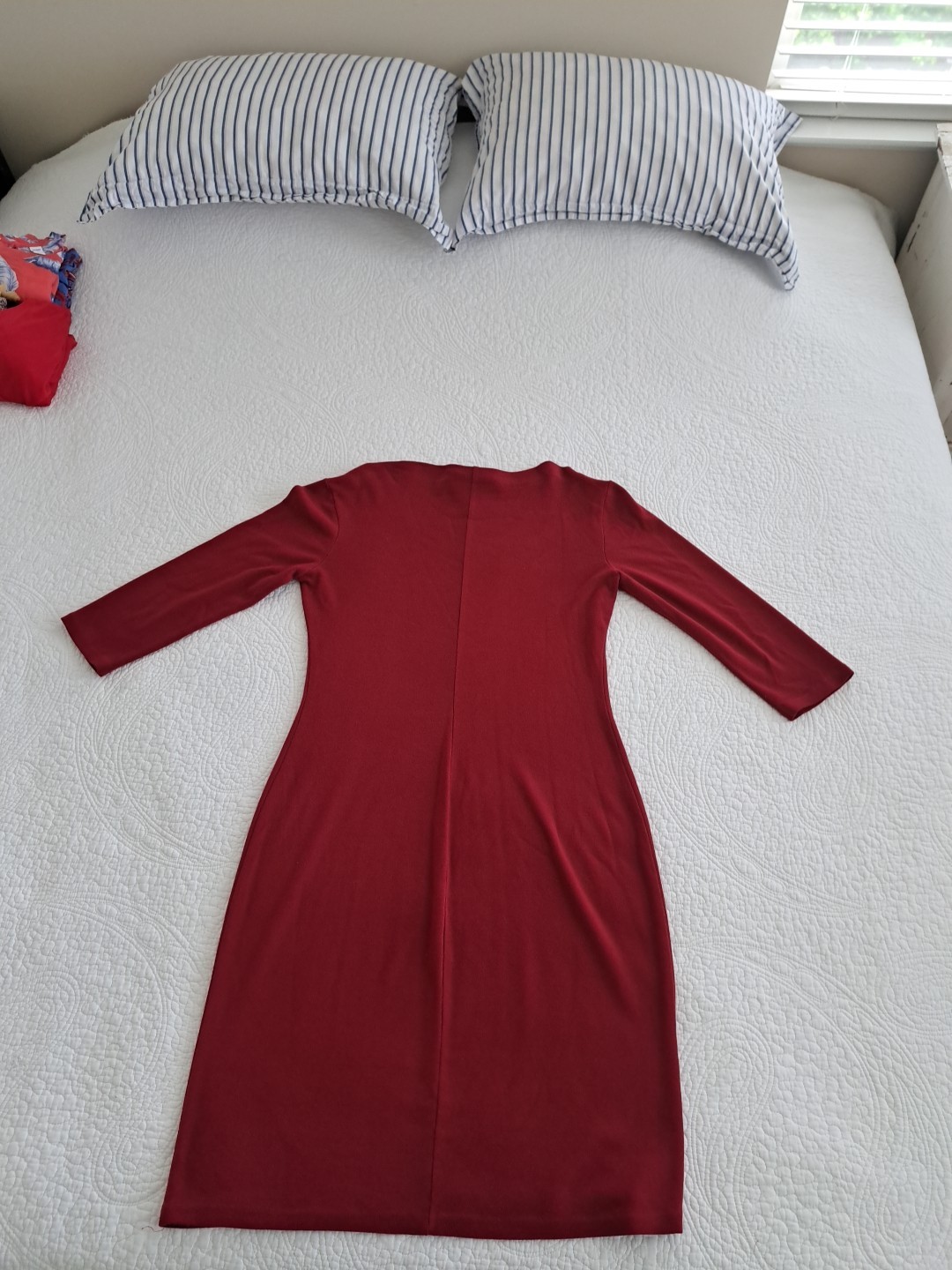 Vintage Women’s A.B.S. by Allen Schwartz Burgandy Midi Sheath Dress, Size Large