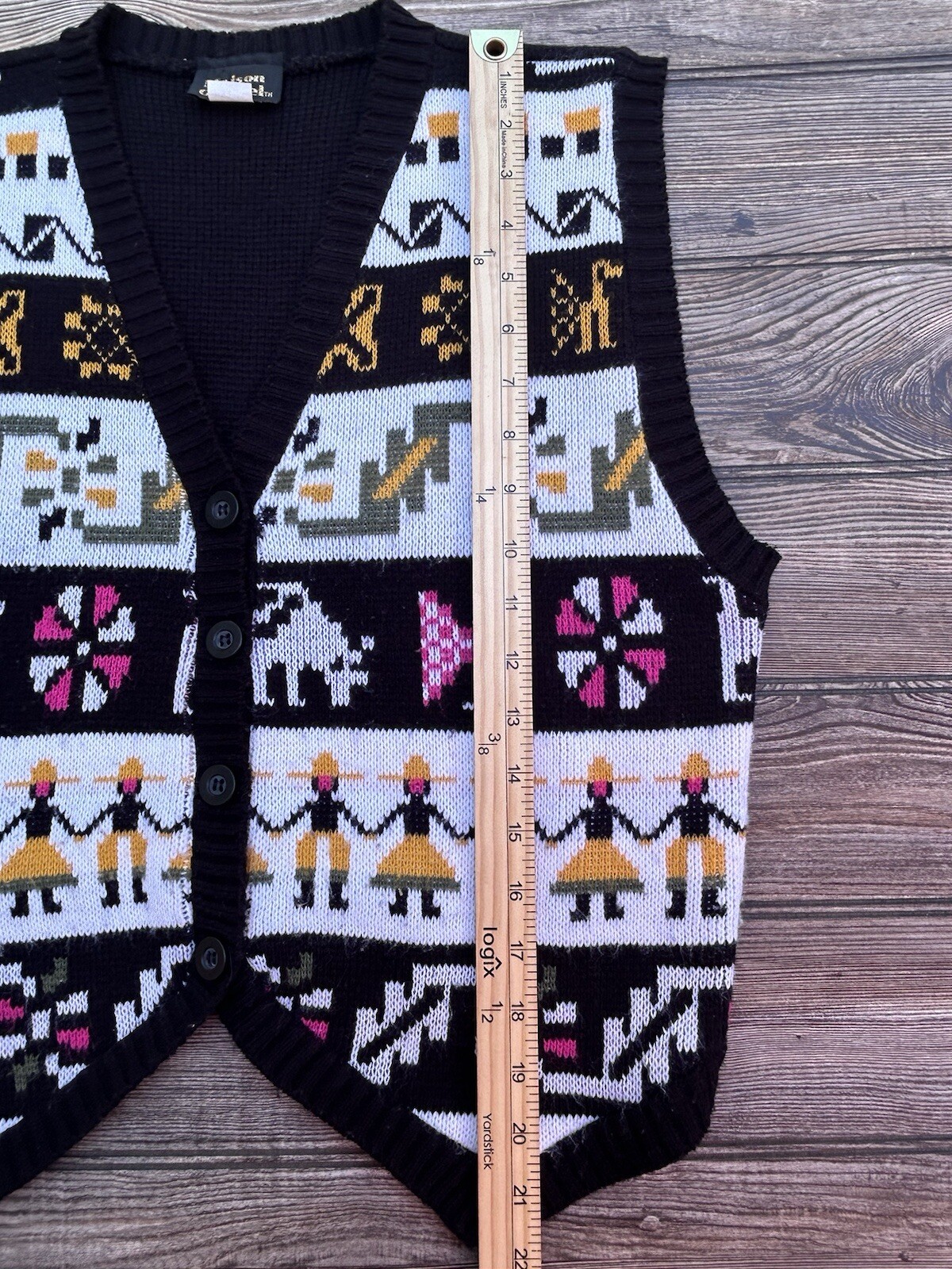 Vintage Artsy Women’s Maison Gabriel Sweater Vest Folk Art Made In USA Sz M