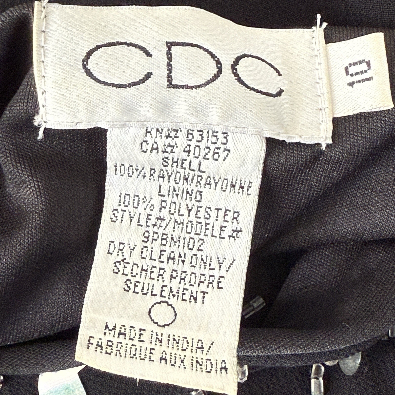 Vintage CDC Black Beaded Midi Dress Size 10 Sleeveless Cocktail Y2K