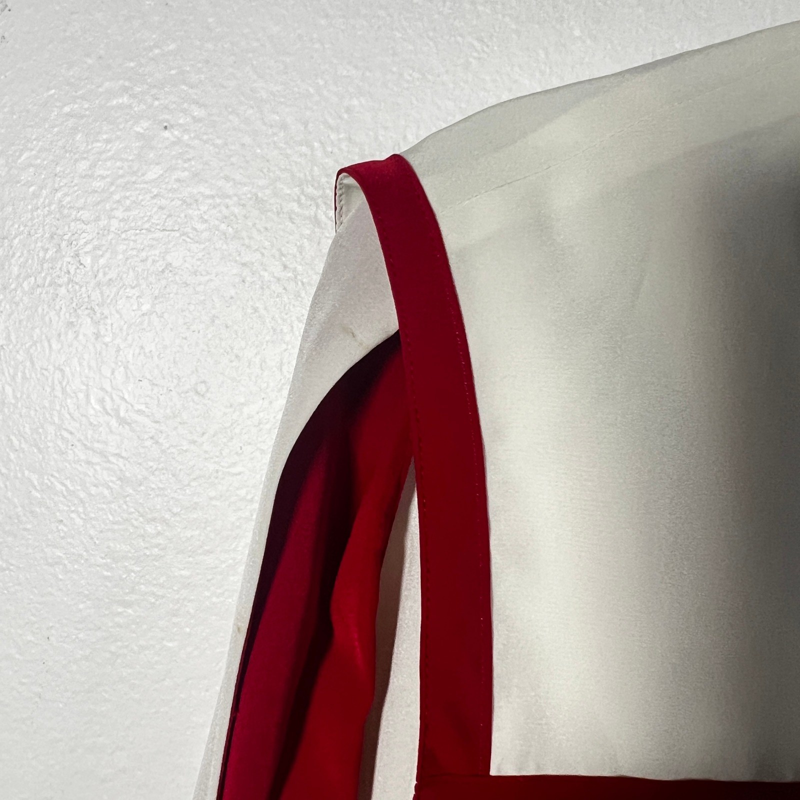 Vintage 90s 80s Blouse Top Womens 10 Cream Bib Collar Retro Nautical Career