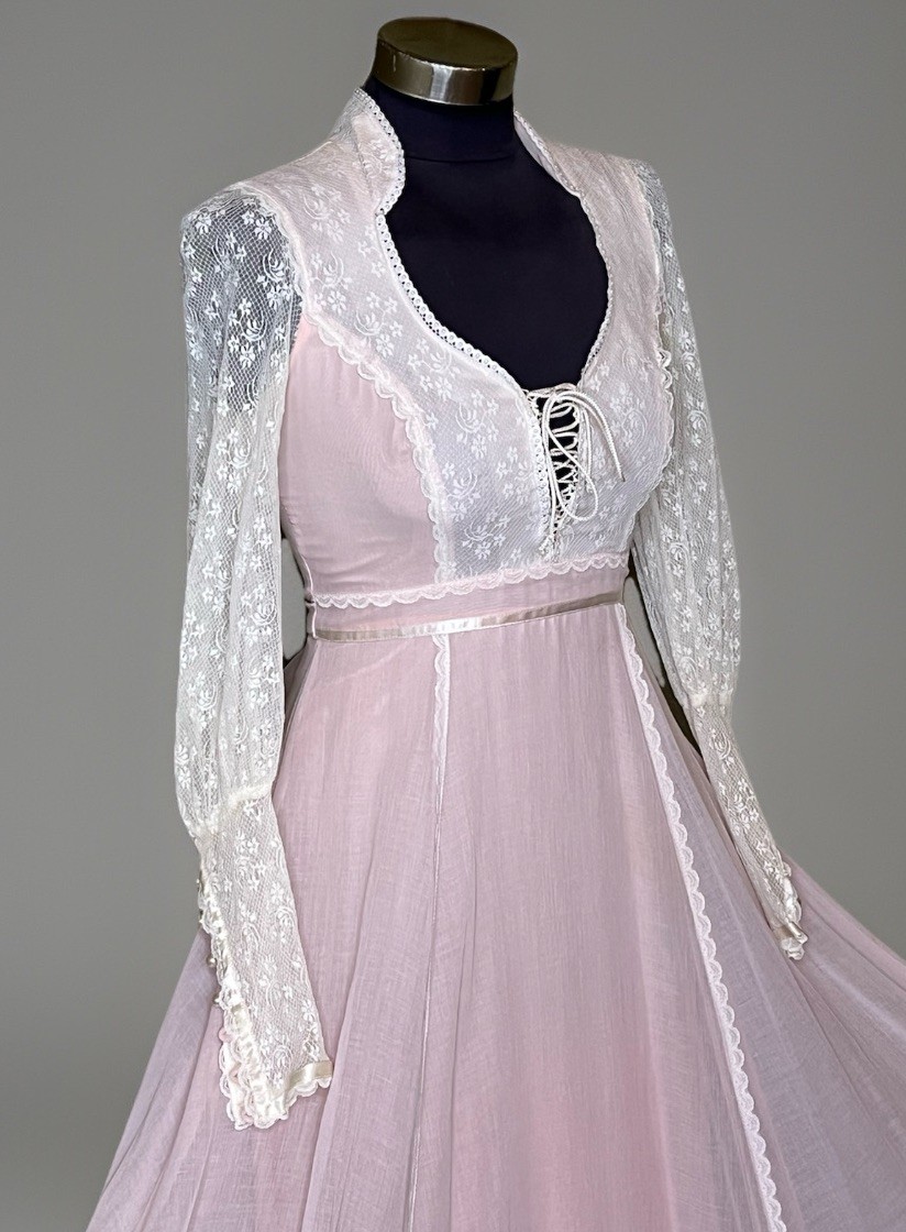 Vintage Jessica McClintock Gunne Sax Corset Lace Up Prairie Dress Size 7