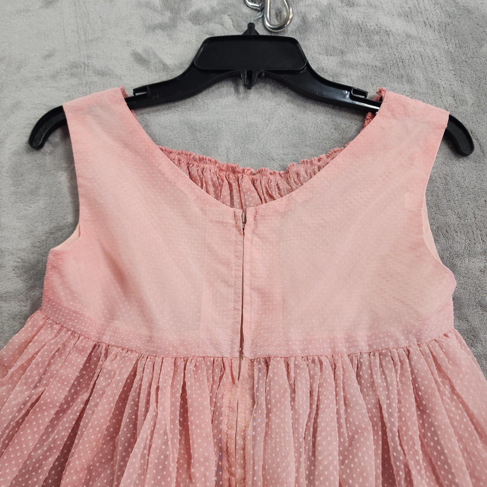 Vintage Lingerie Set Women XS Pink Swiss Dot Babydoll Nightie Bow Ruffle Bloomer