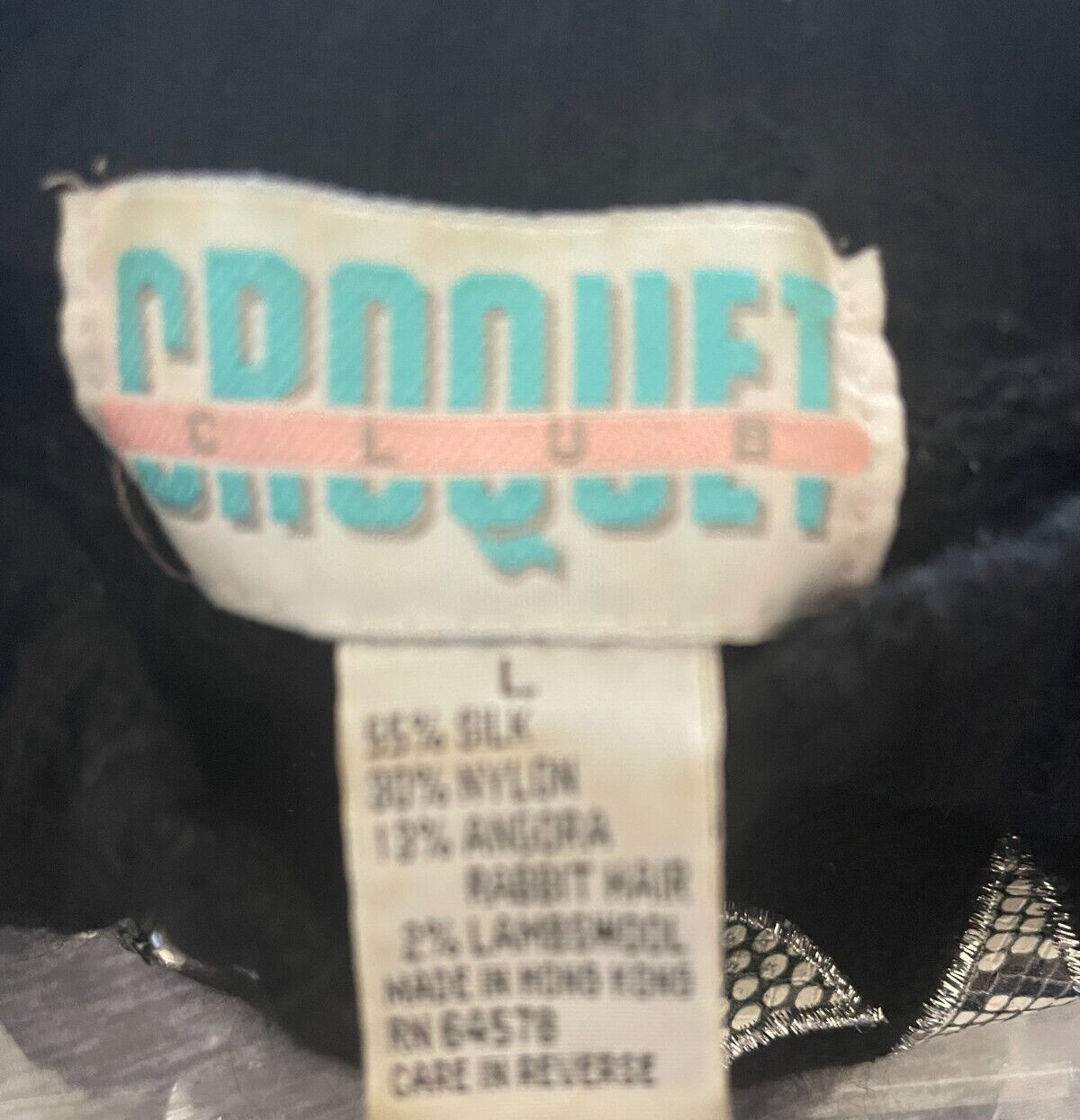 Croquet Club Vintage L Black Mock Neck Silk Blend Sequin Long Sleeve Sweater