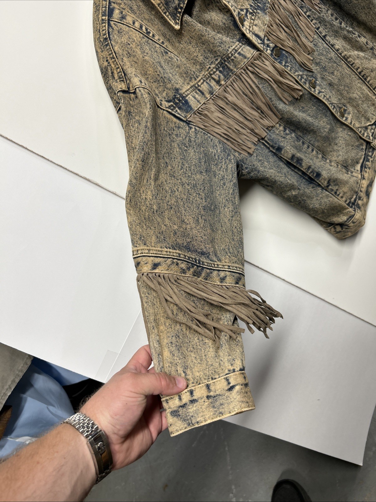 Vintage 70’s 80’s JouJou Denim Fringe Jacket Distressed Grunge Made in USA