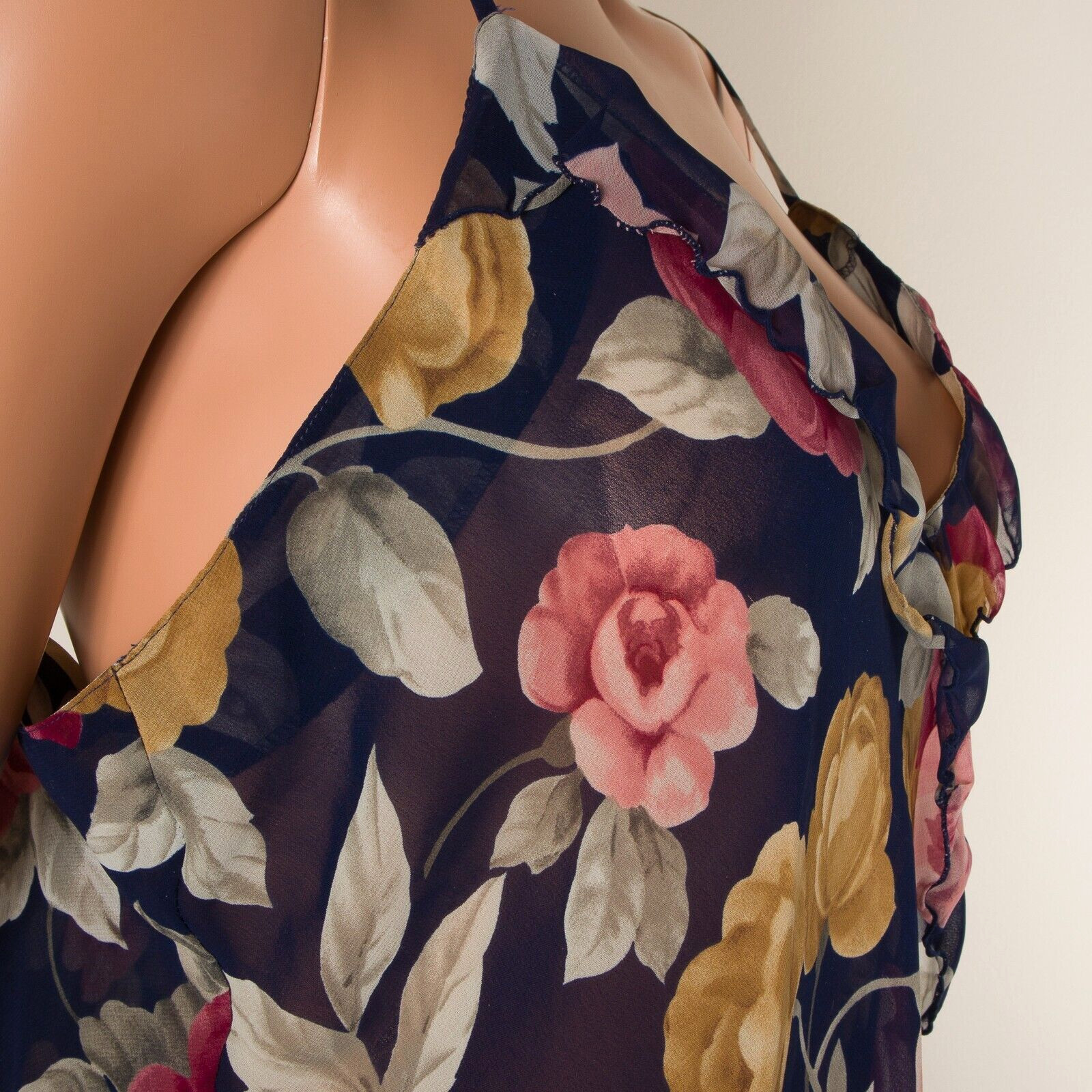 💖 Vintage VICTORIA’S SECRET Chiffon Semi Sheer Chemise Floral Slip Dress L