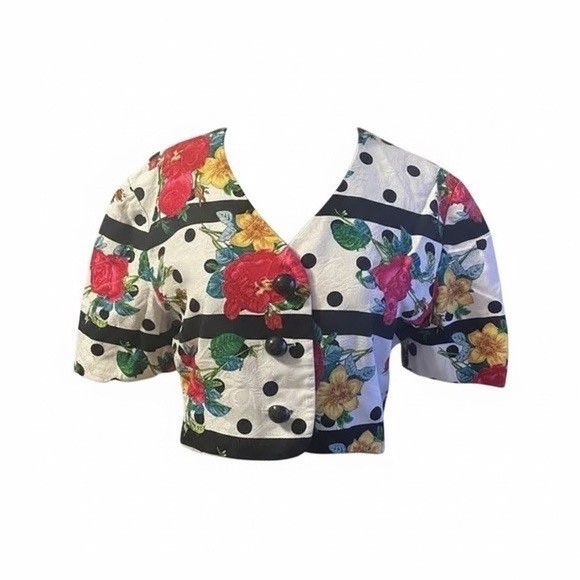 Vintage Constance Saunders for Richard Warren women’s floral crop blazer, Large