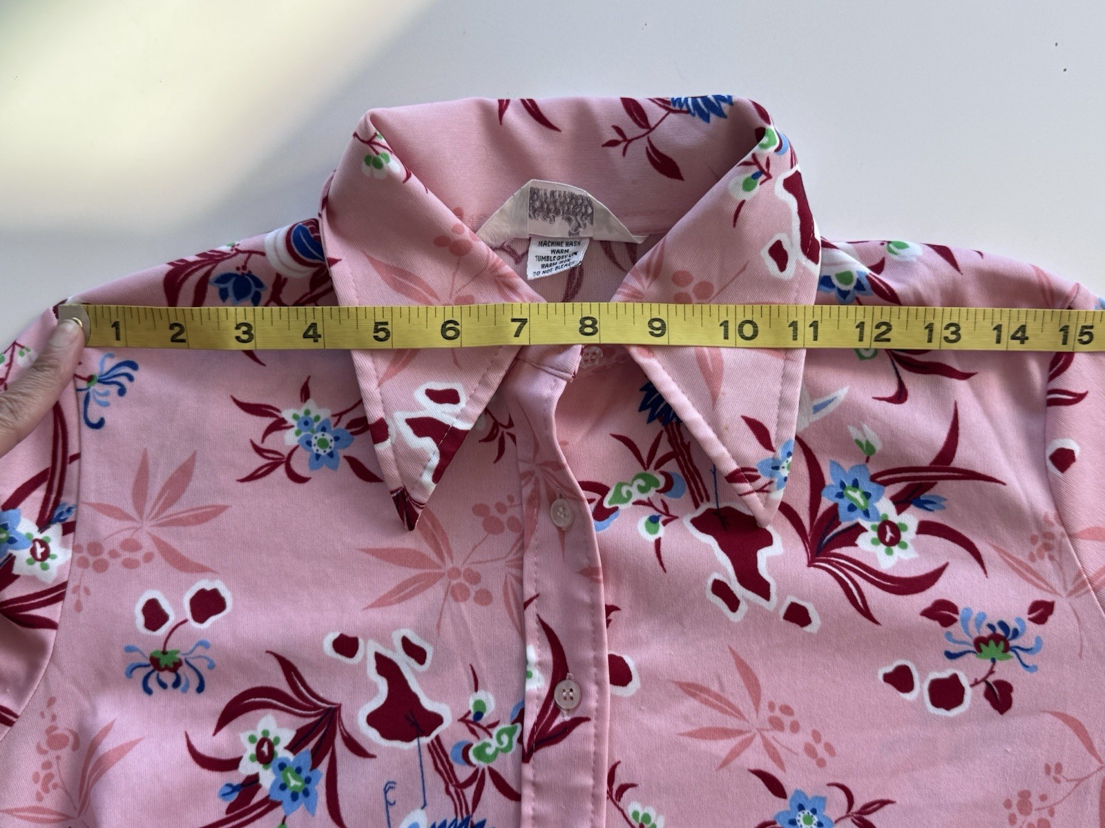 Vintage 70s Lerner Shops Pink Boho Birds & Floral Long Sleeve Button Down Top